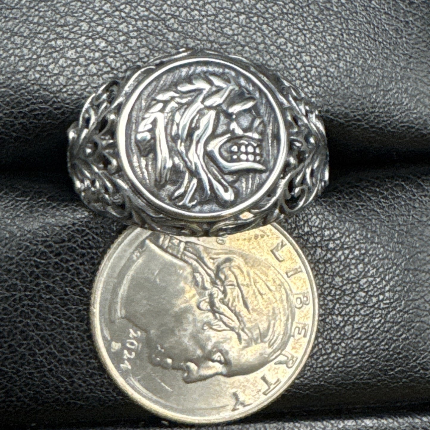 New Condition Sterling Silver Skull Ring Size 13