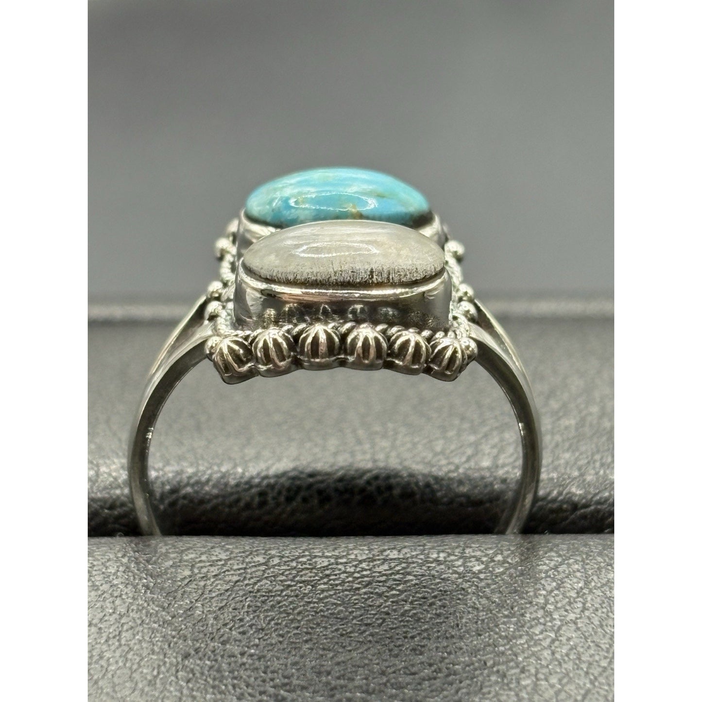 New Condition Sterling Silver Moonstone Turquoise Ring Size 10 925