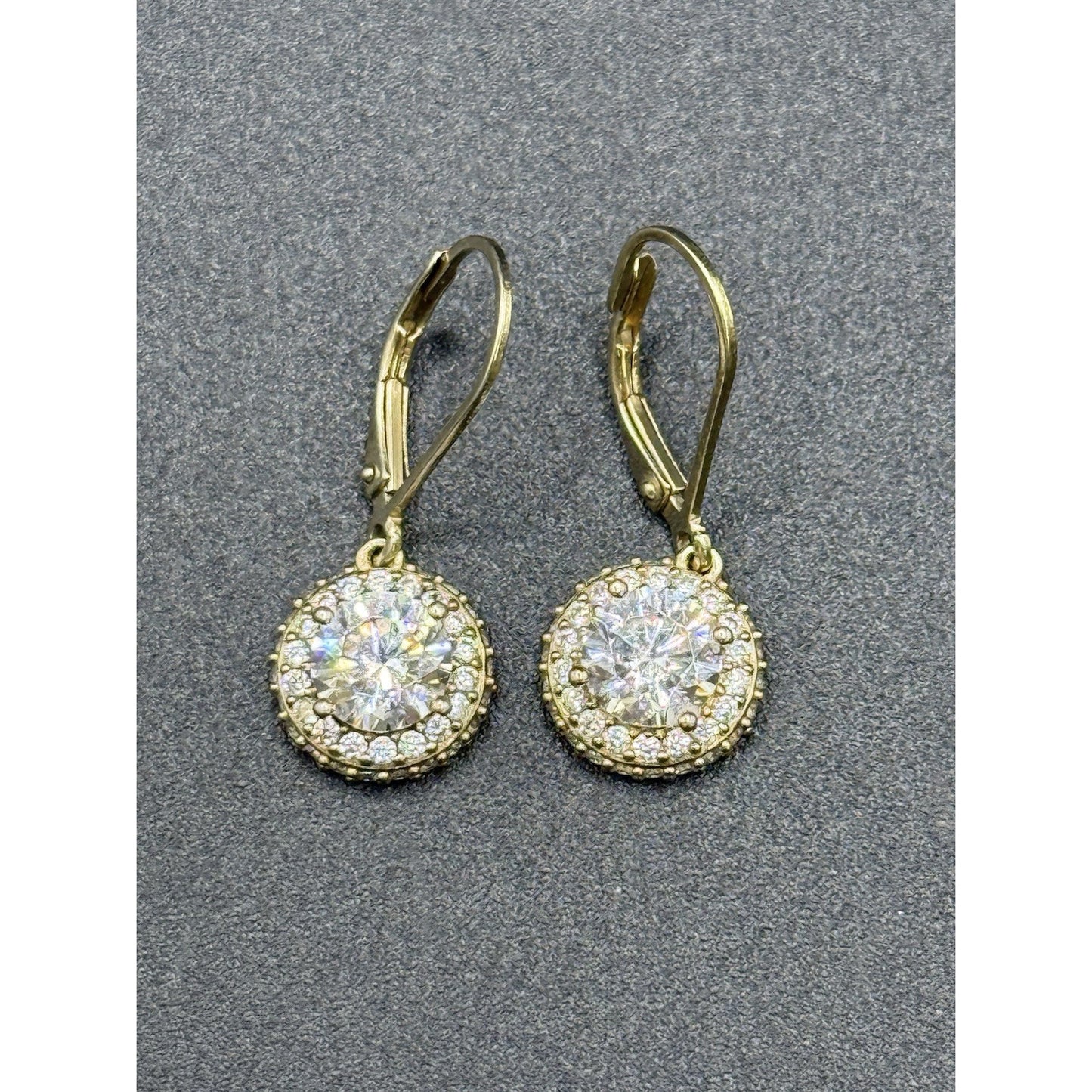 Gold Sterling Silver Cubic Zirconia Dangle Earrings 925 P10