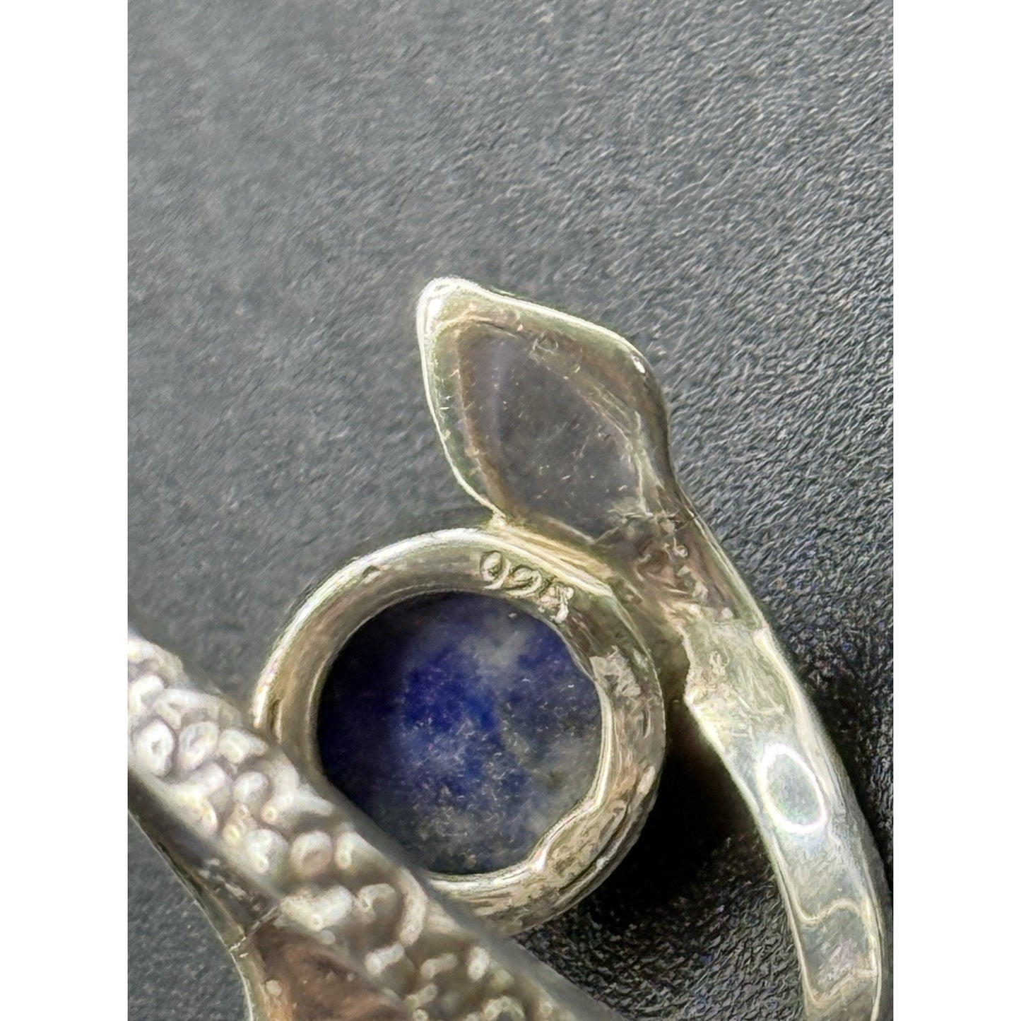 EUC Sterling Silver Genuine Lapis Snake Ring Size 7.50 P18