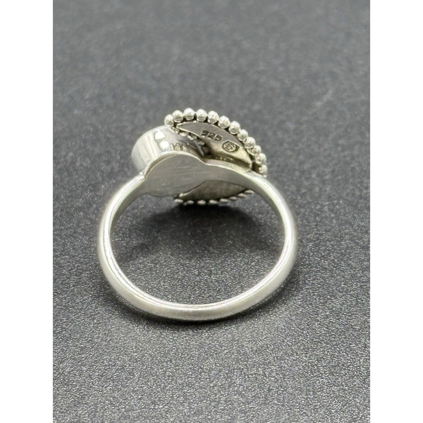 New Condition Sterling Silver Lab Blue Opal Sun Moon Ring Size 6.50
