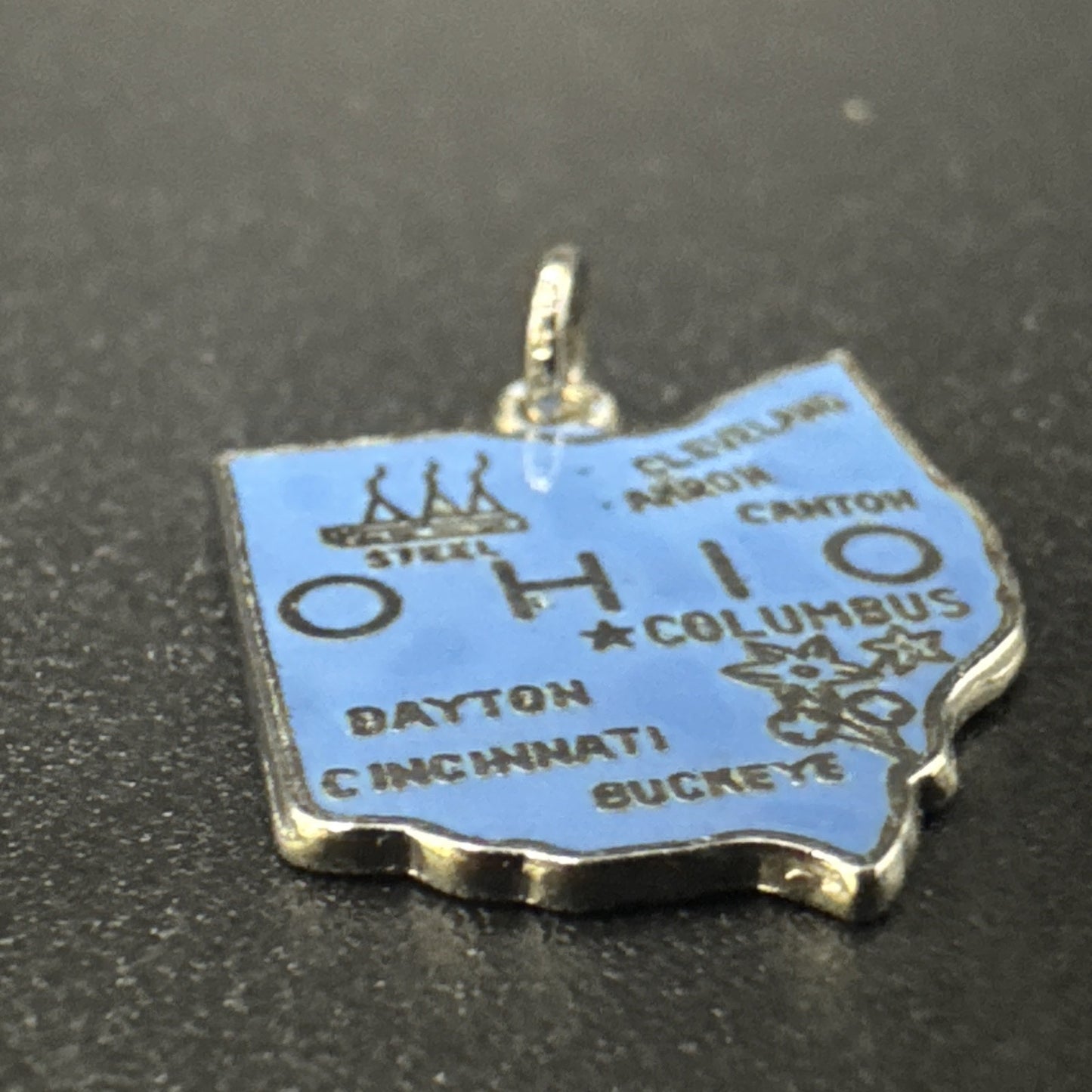 Vintage Sterling Silver Blue Enamel Charm 925 P2