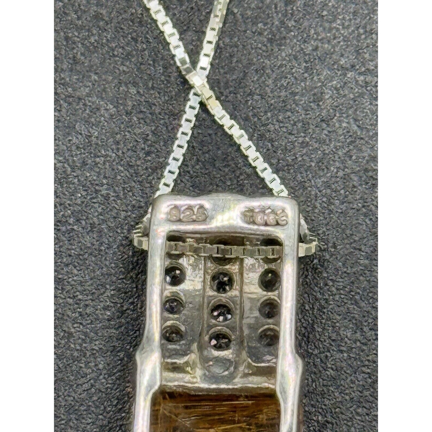 TGGC 18” Rutilated Quartz Pendant Necklace Sterling Silver M20