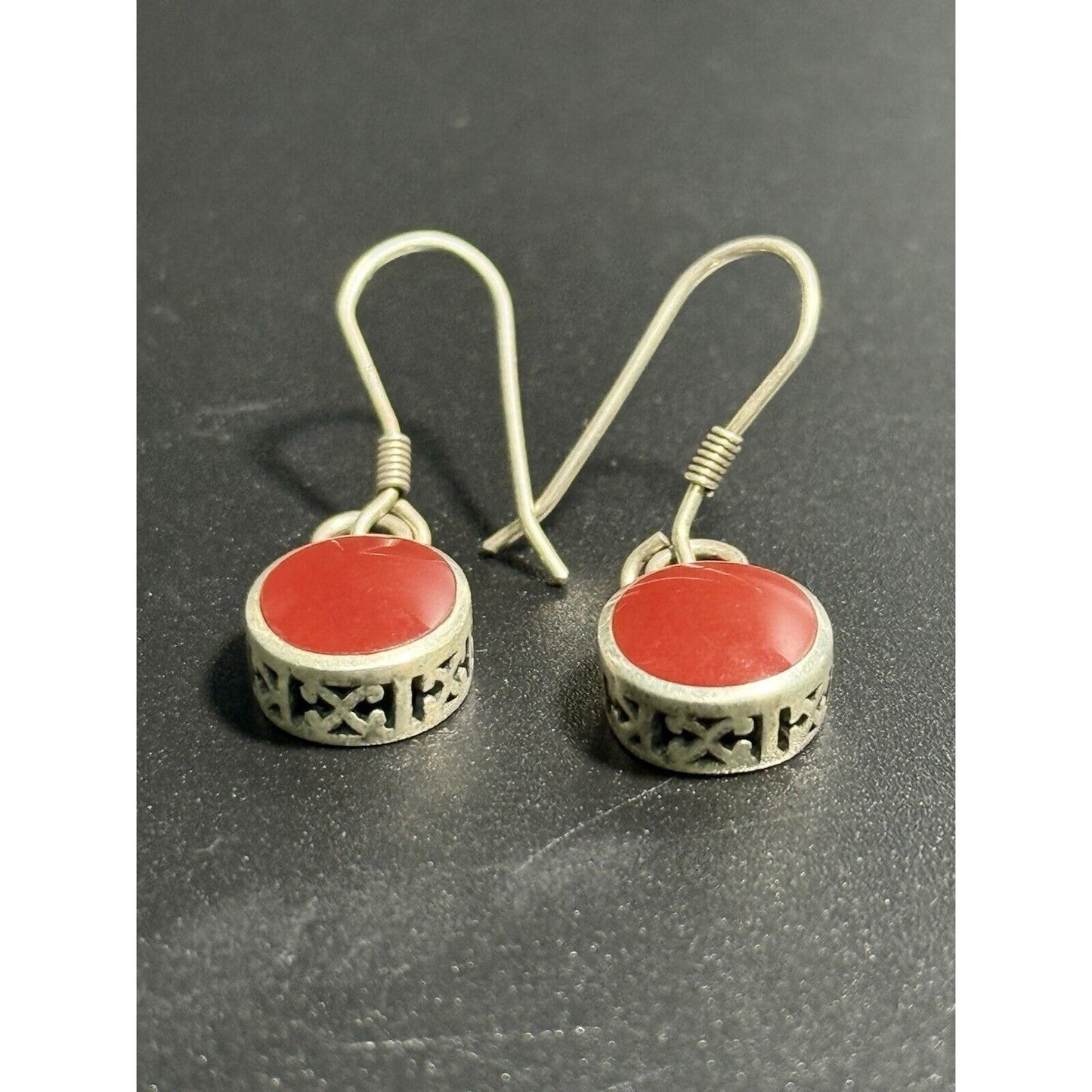 Sterling Silver Jasper Stone Dangle Earrings 925 M28