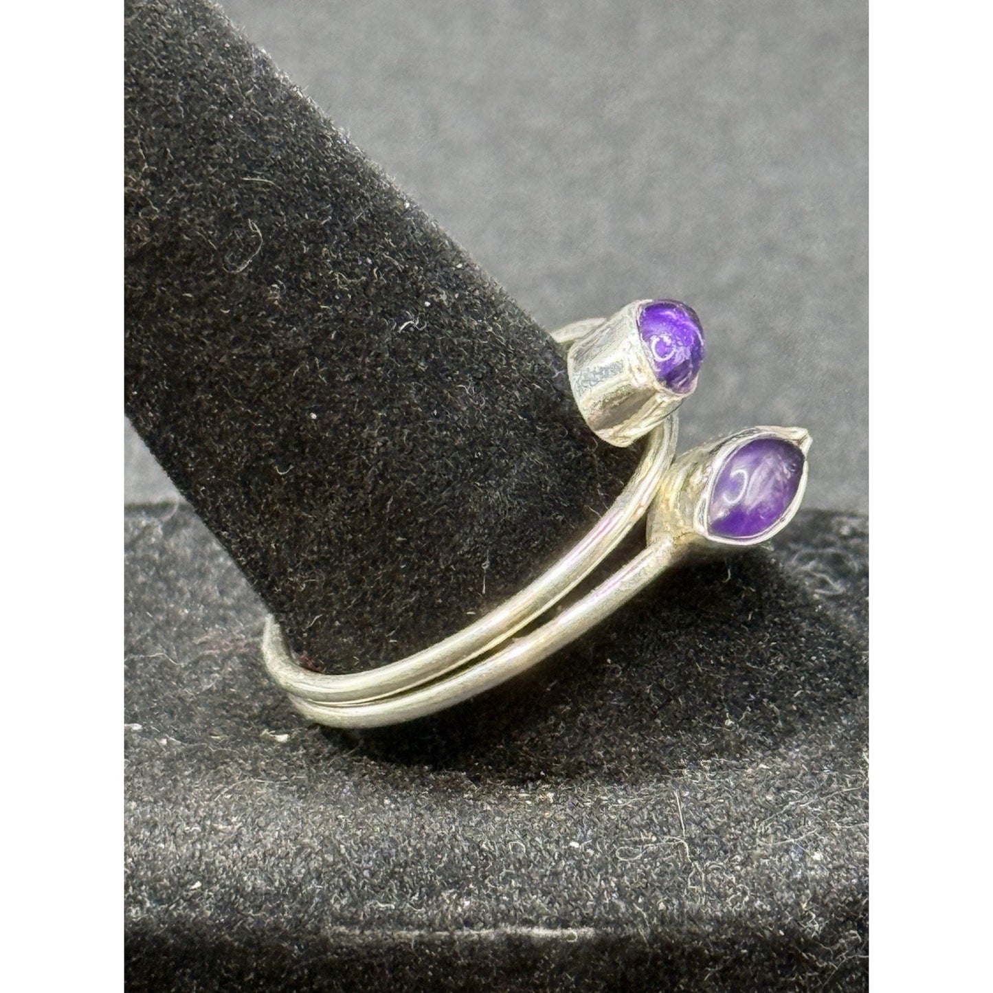 New Condition Sterling Silver Bypass Genuine Amethyst Ring Size 9.00 925 P19
