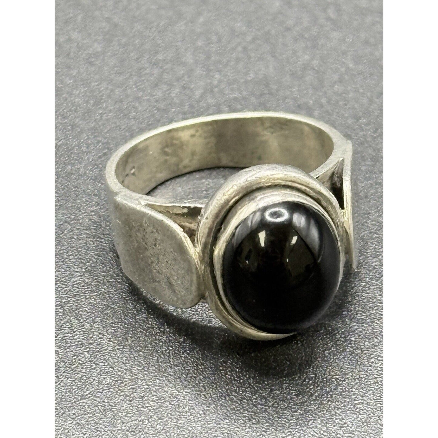 Vintage Sterling Silver Onyx Can Ring Size 7.00 M27