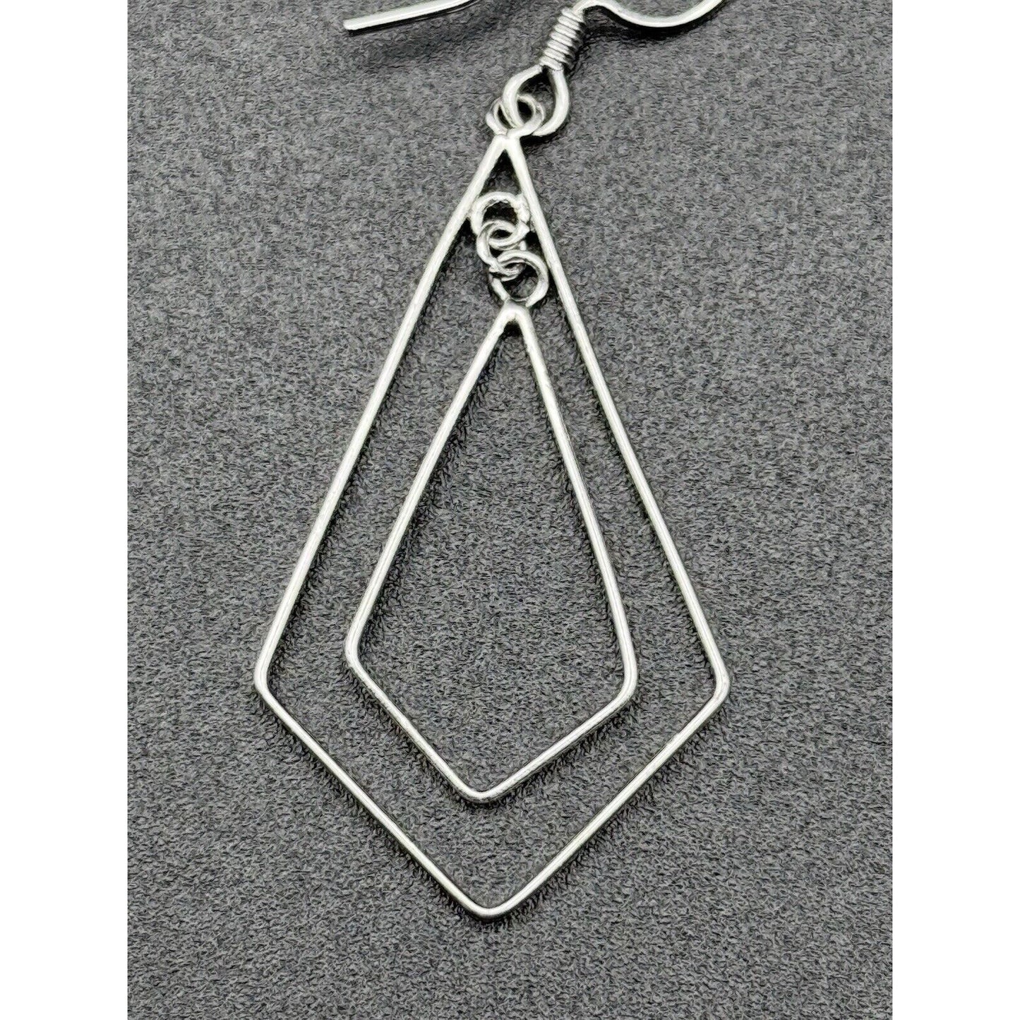 Modernist Sterling Silver 925 Double Dangle Geometric Earrings N12