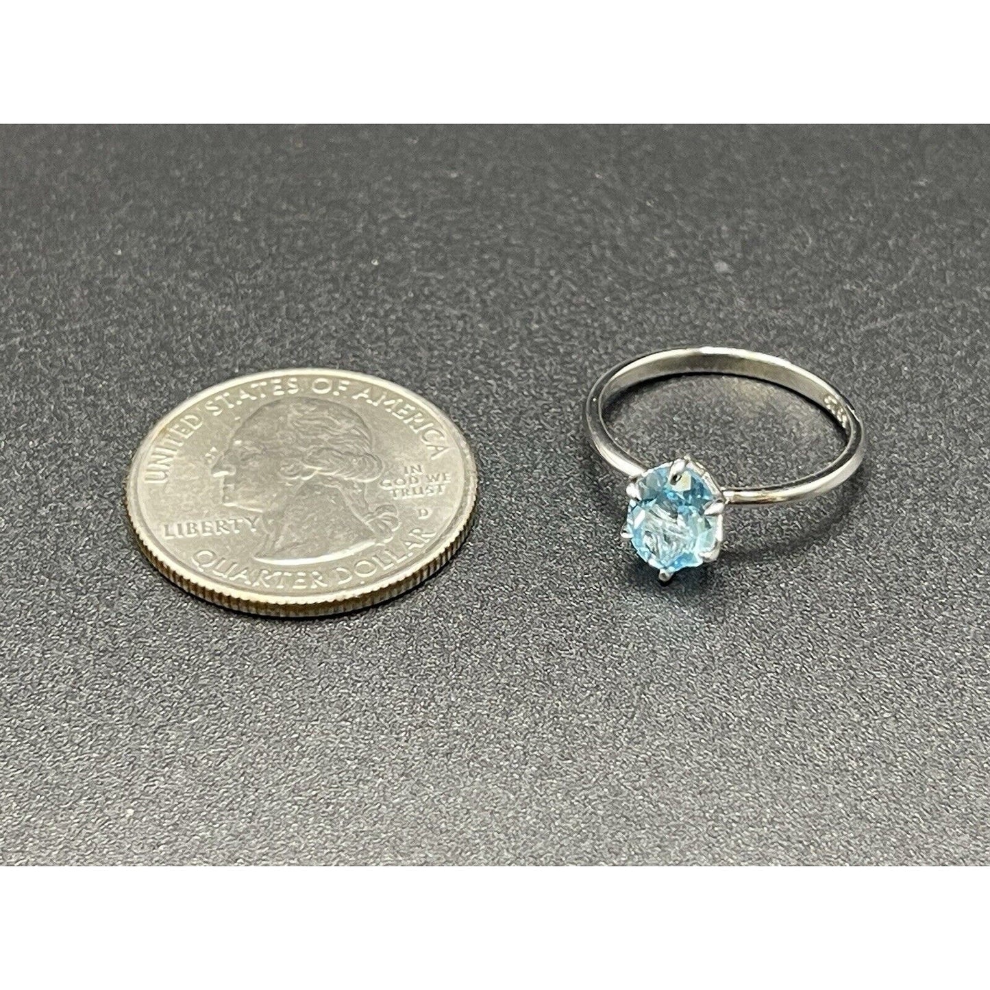 New Condition Sterling Silver Genuine Blue Topaz 8x6MM Size 7.00