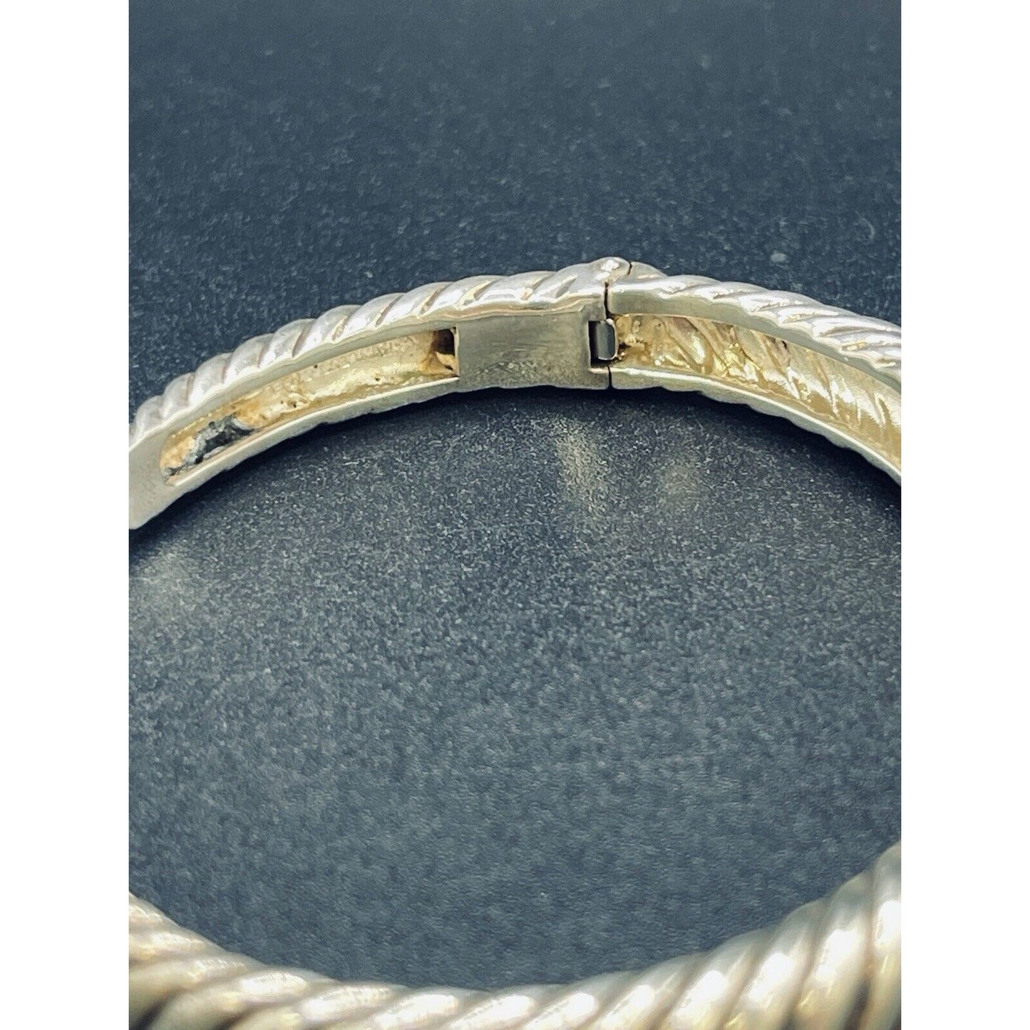 7.25” Sterling Silver Seafoam Topaz Hinged Bracelet 29 Grams P18