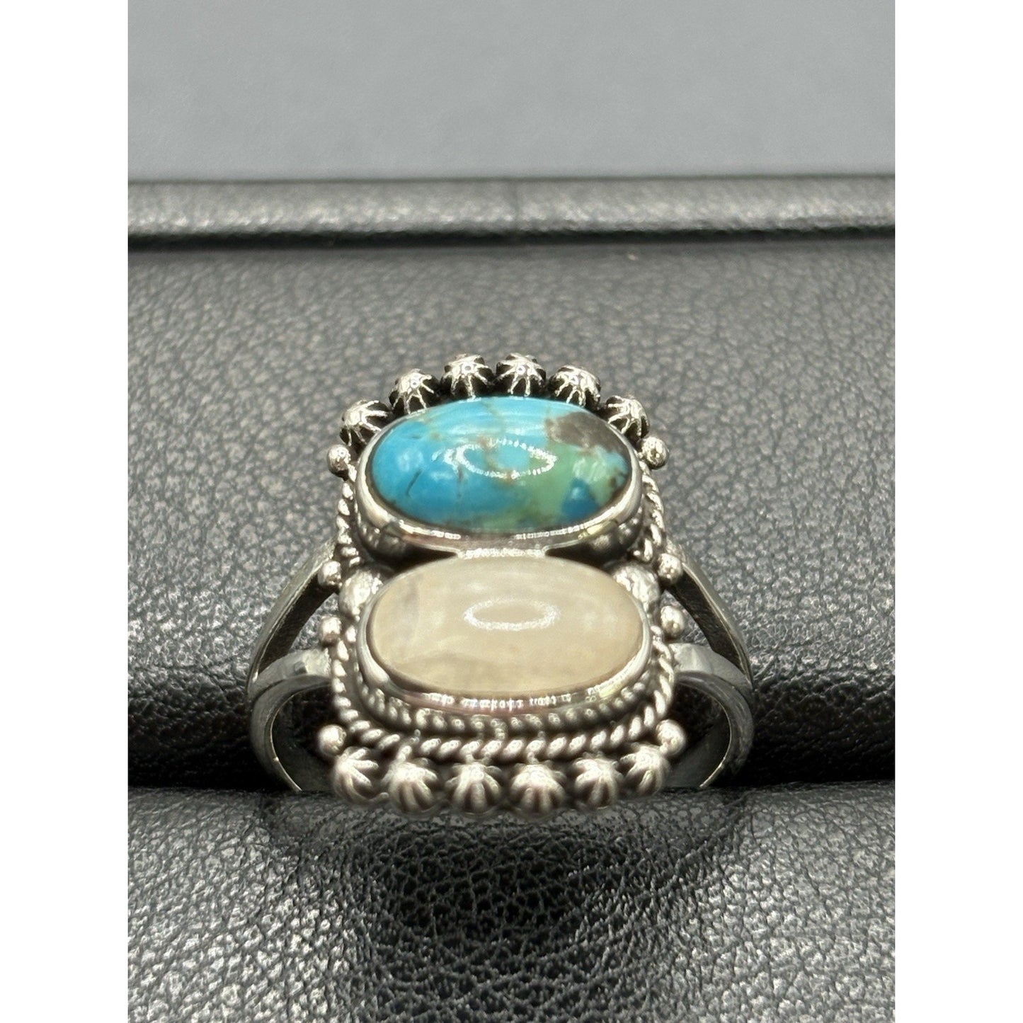 New Condition Sterling Silver Moonstone Turquoise Ring Size 8
