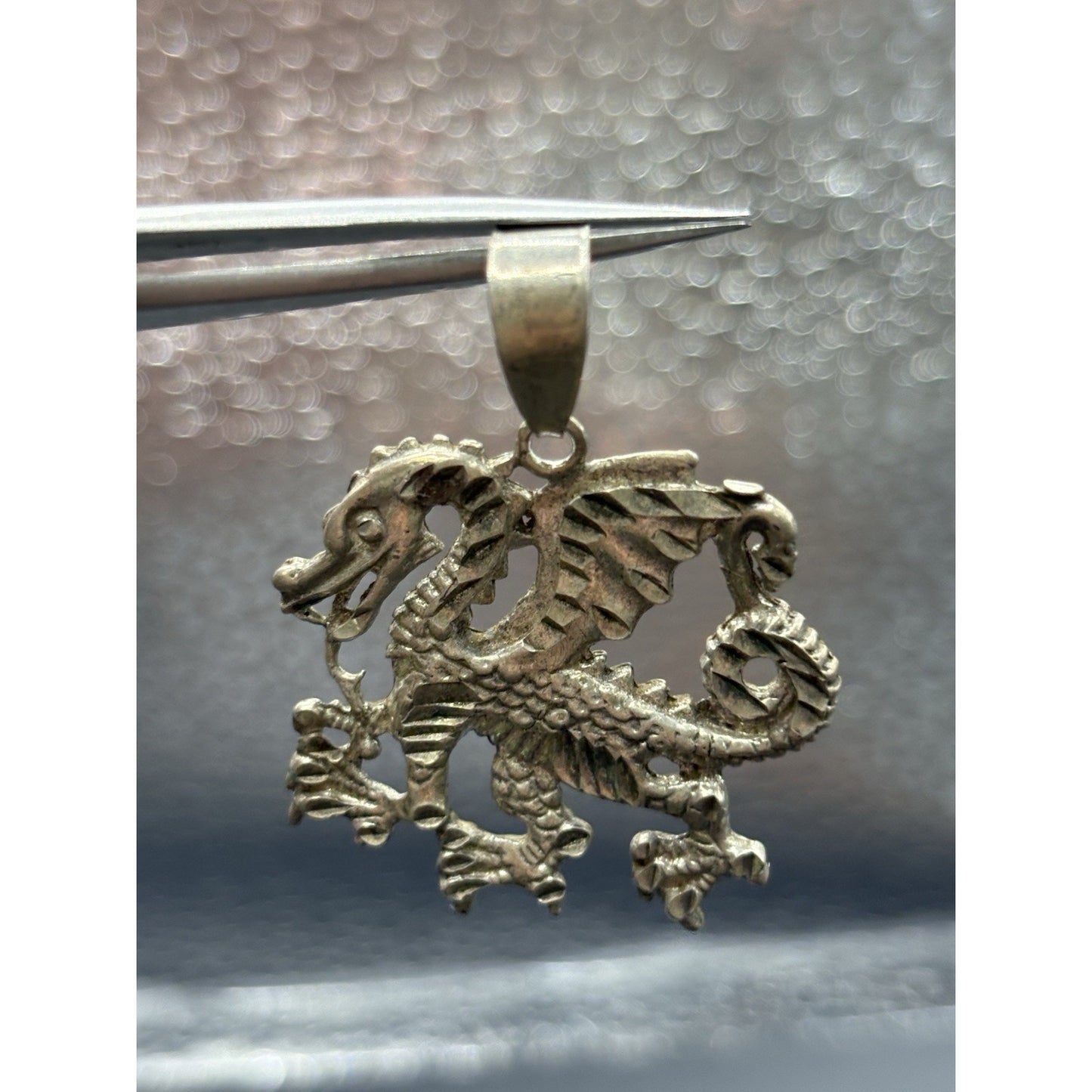 Vintage Sterling Silver Dragon Pendant Charm 5 Grams W18