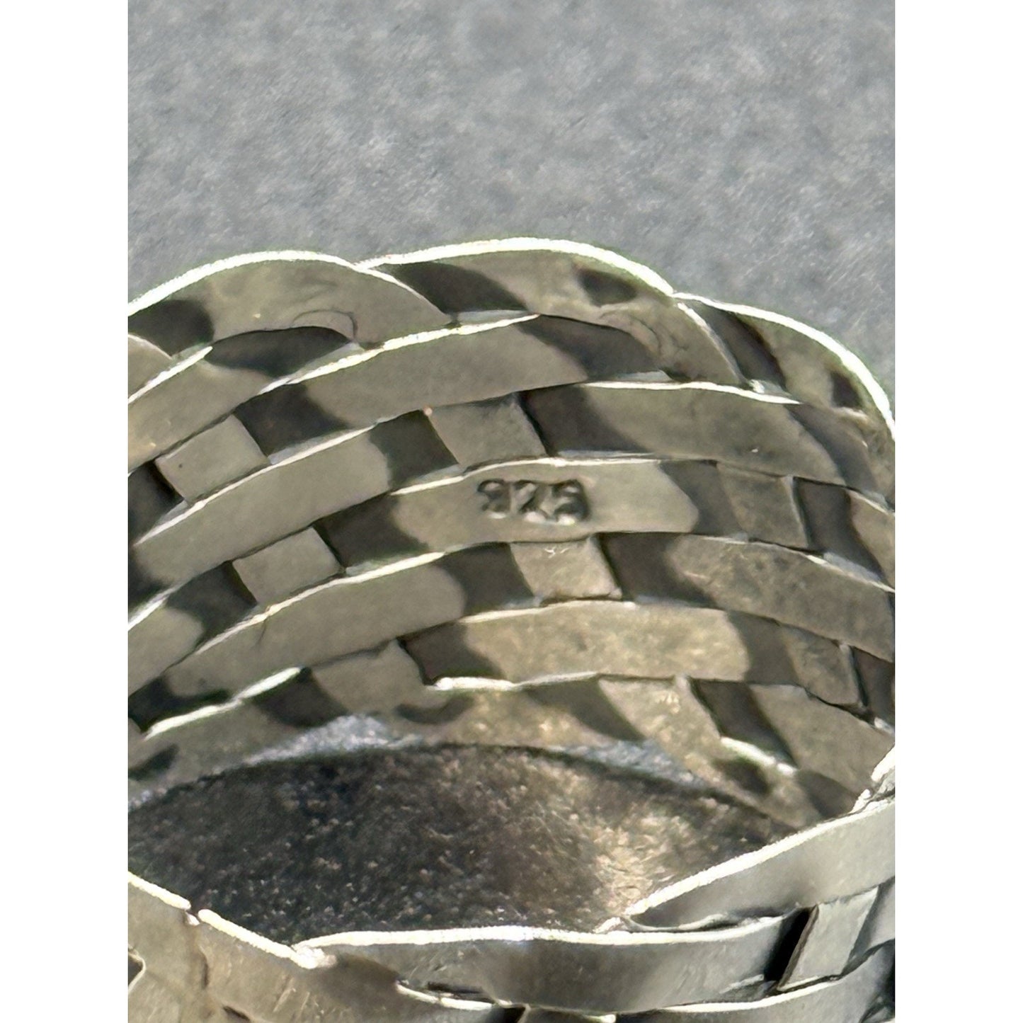 New Condition Sterling Silver 14MM Basket Weave Band Size 13