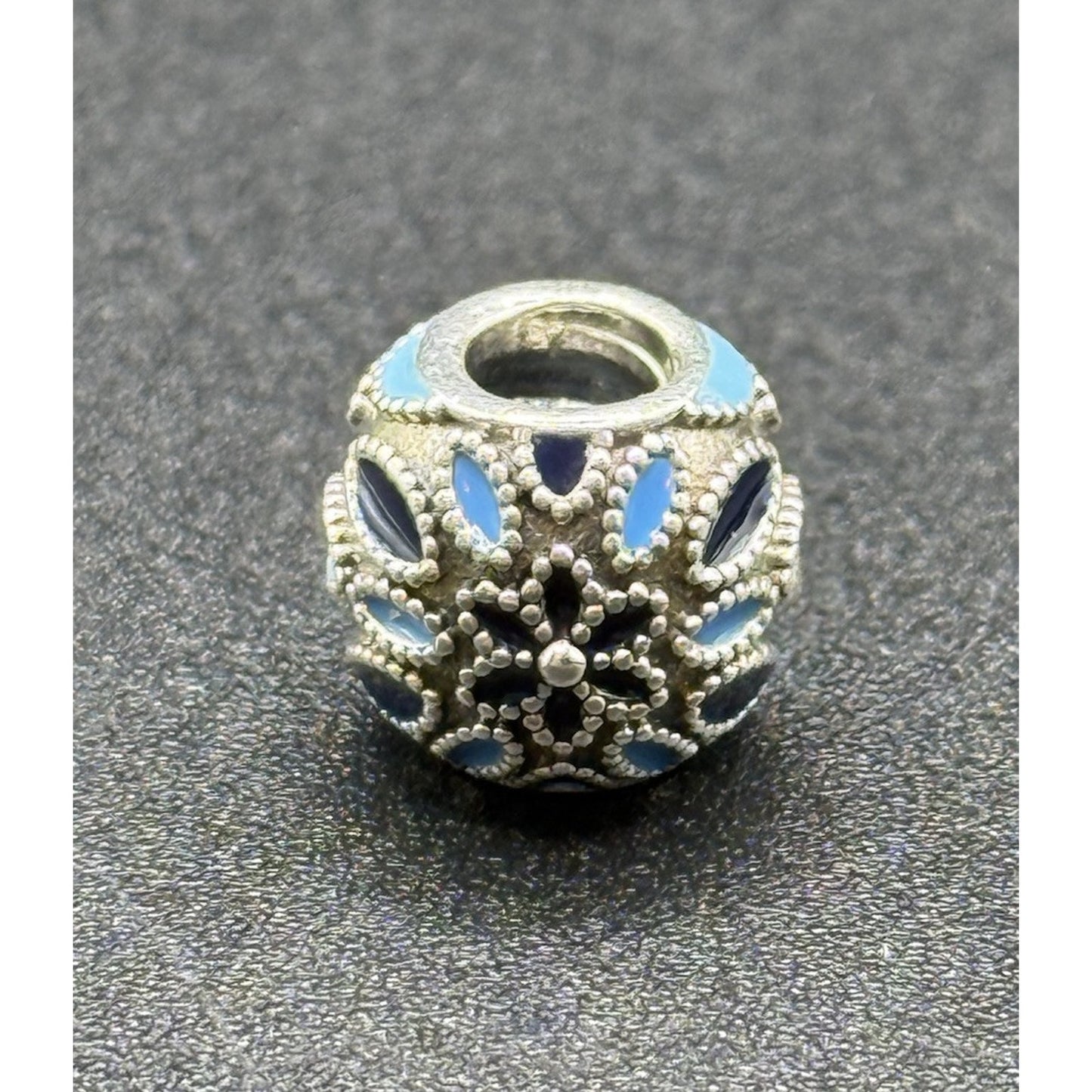 Pandora Sterling Silver Enamel Blue Snowflakes Charm ALE P12