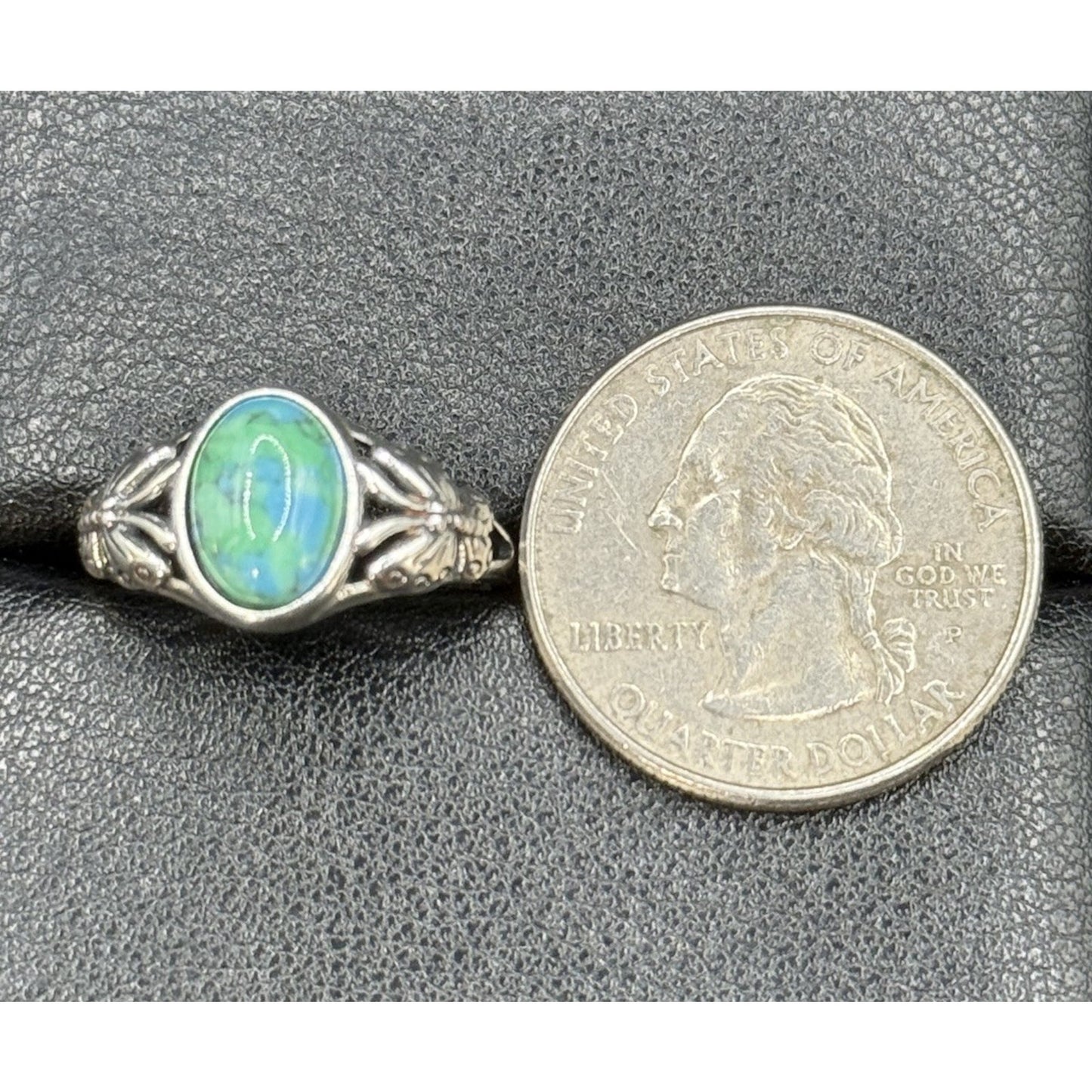 New Condition Sterling Silver Turquoise Butterfly Ring Size 7.00