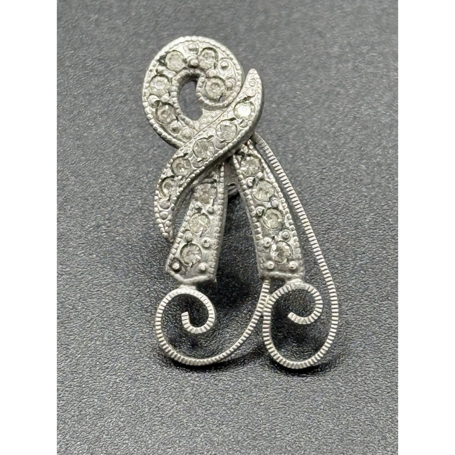 Antique Sterling Silver Rhinestone Dangle Earrings Screw Backs N13
