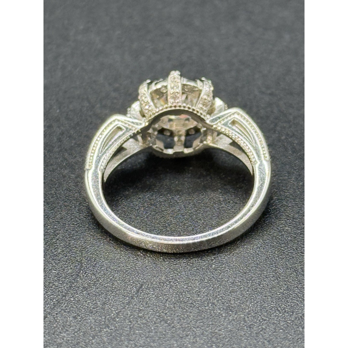 New Condition Sterling Silver Moissanite Engagement Ring Size 7.00 GRA
