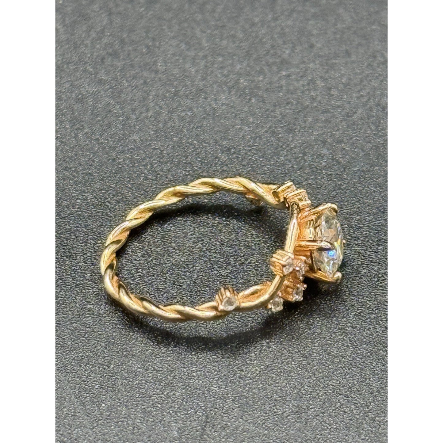 New Condition Rose Sterling Silver Moissanite Vine Ring Size 7.00 GRA