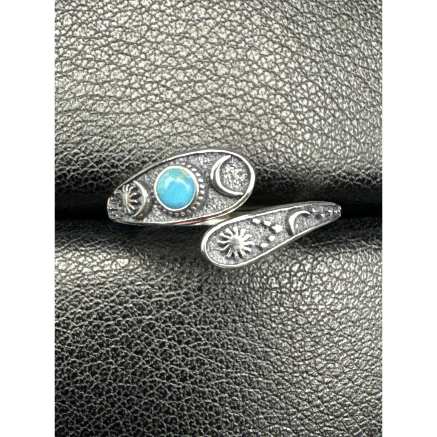 New Condition Sterling Silver Turquoise Celestial Sun Moon Stars Ring Size 7