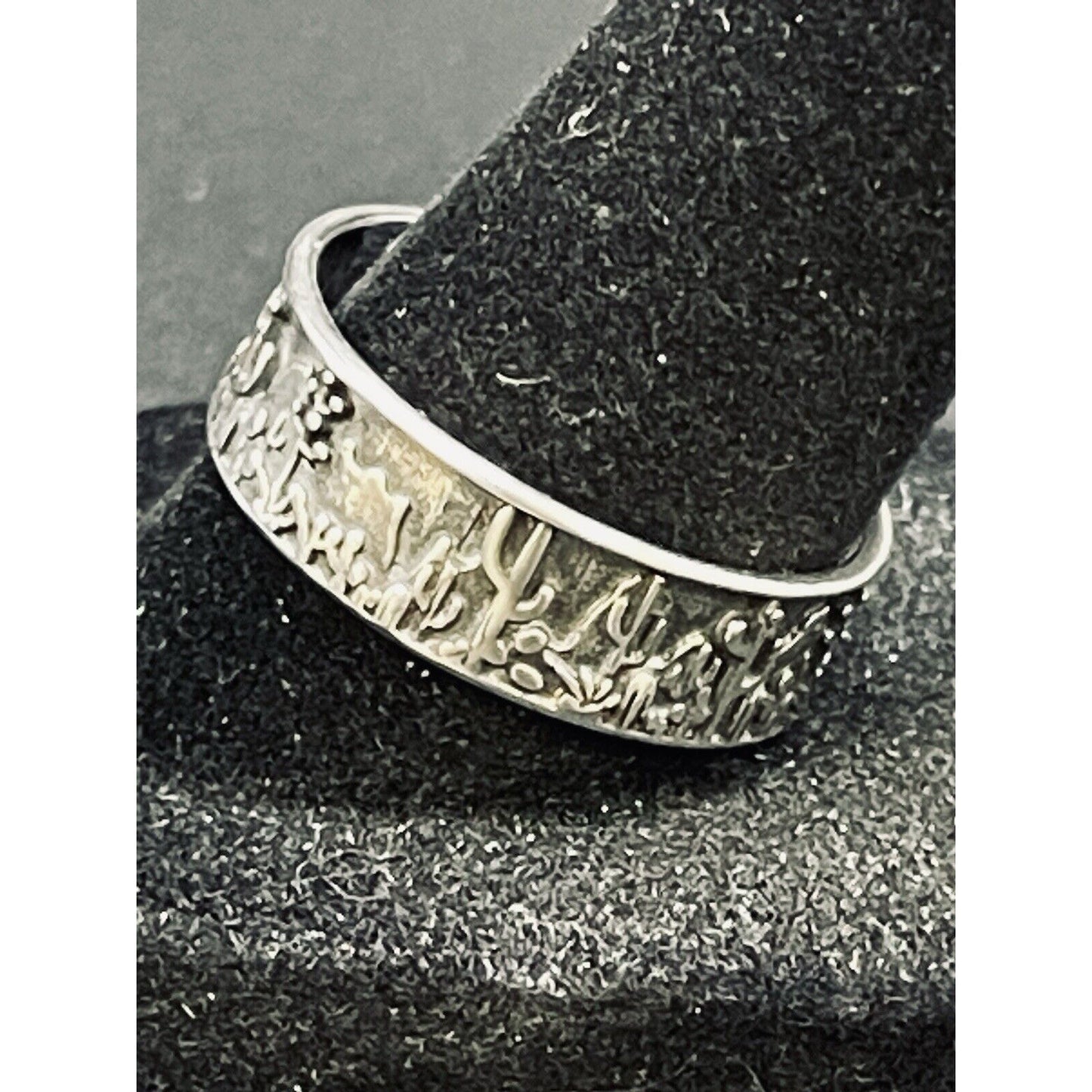 New Condition Sterling Silver Desert Scene Band Ring Size 10.00