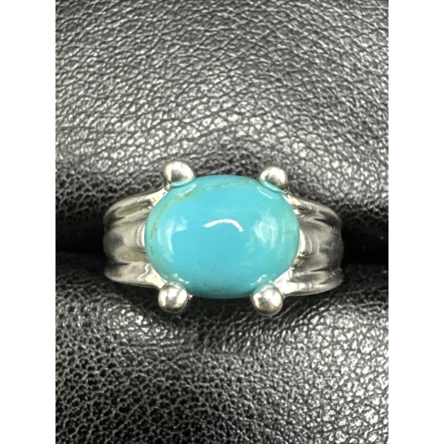 Sterling Silver Turquoise Solitaire Ring 925 Size 6 K30