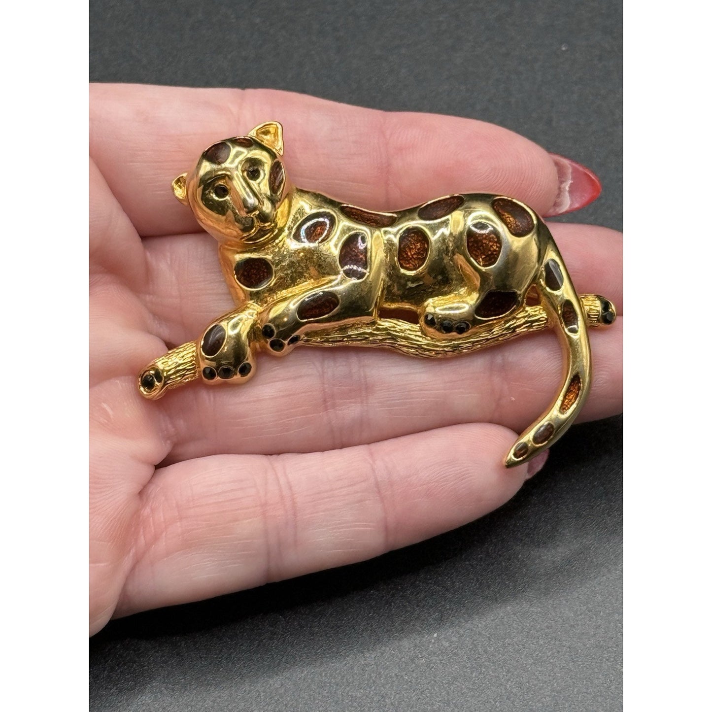 Vintage MCM Premier Design Leopard Gold Tone Brooch N19
