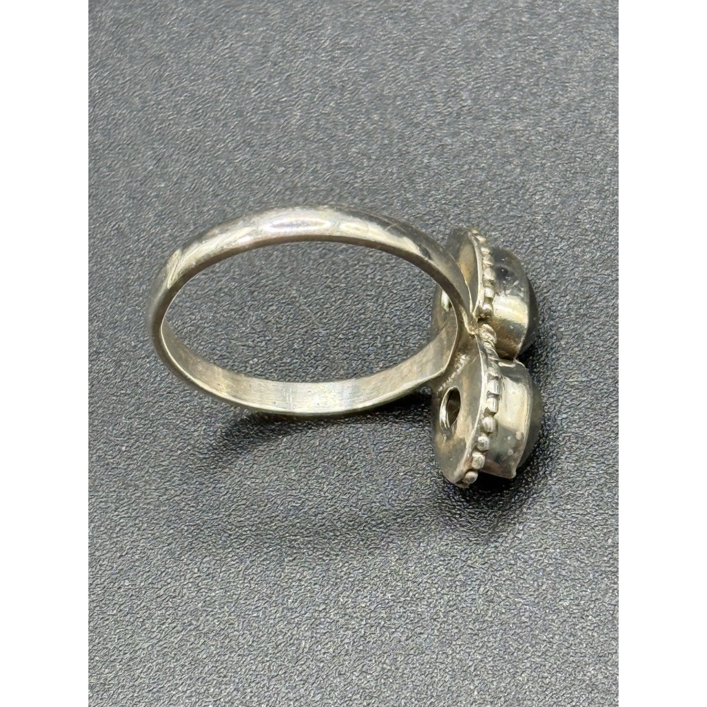 EUC Sterling Silver Double Labroadorite Ring Size 7.50 Q24