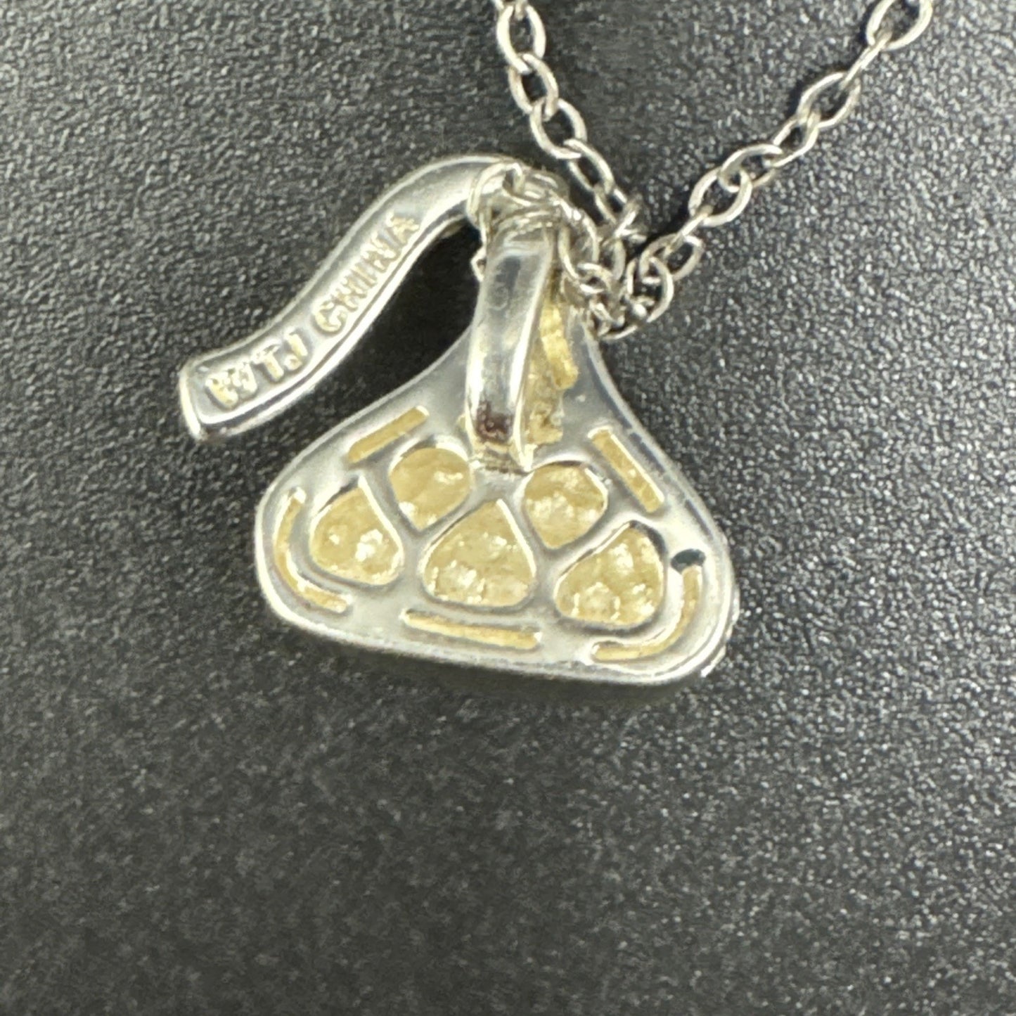 20” Sterling Silver CZ Encrusted Hershey Kiss Pendant Necklace 925 R01