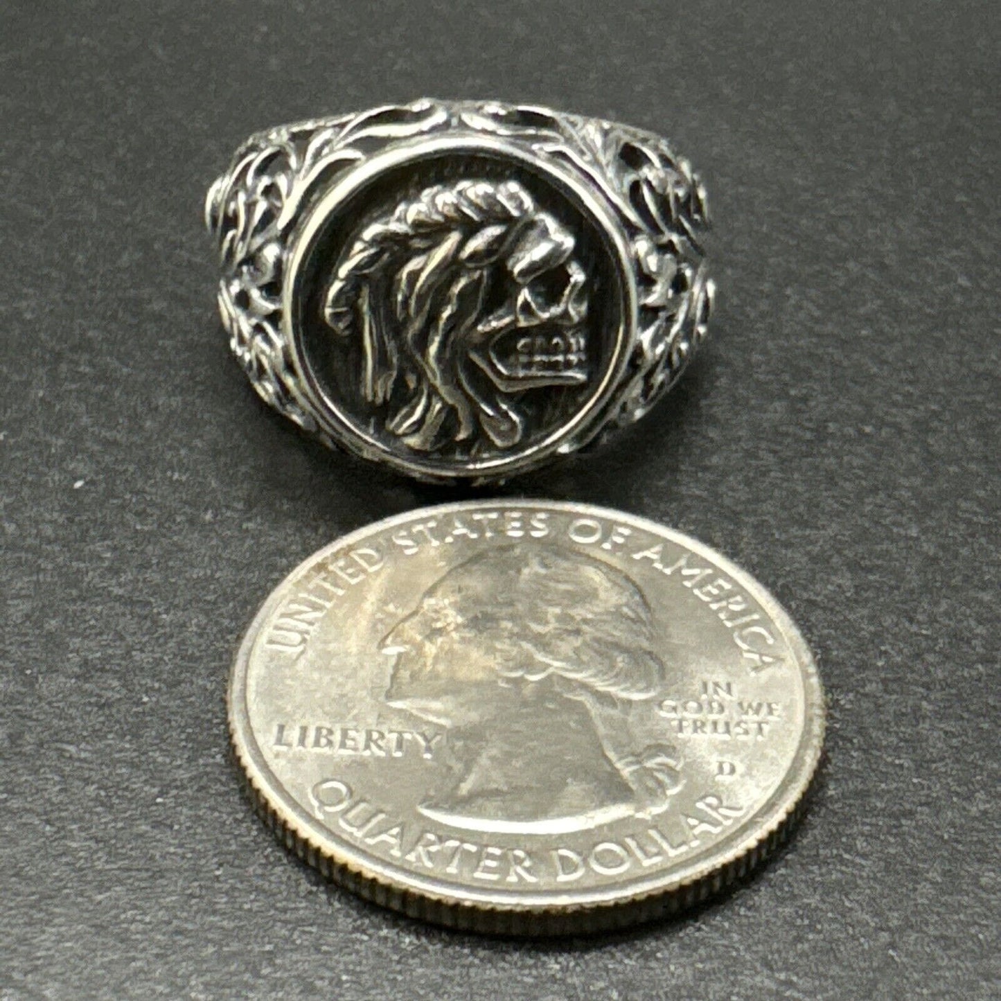 New Condition Sterling Silver Indian Skull Ring 925 Size 10