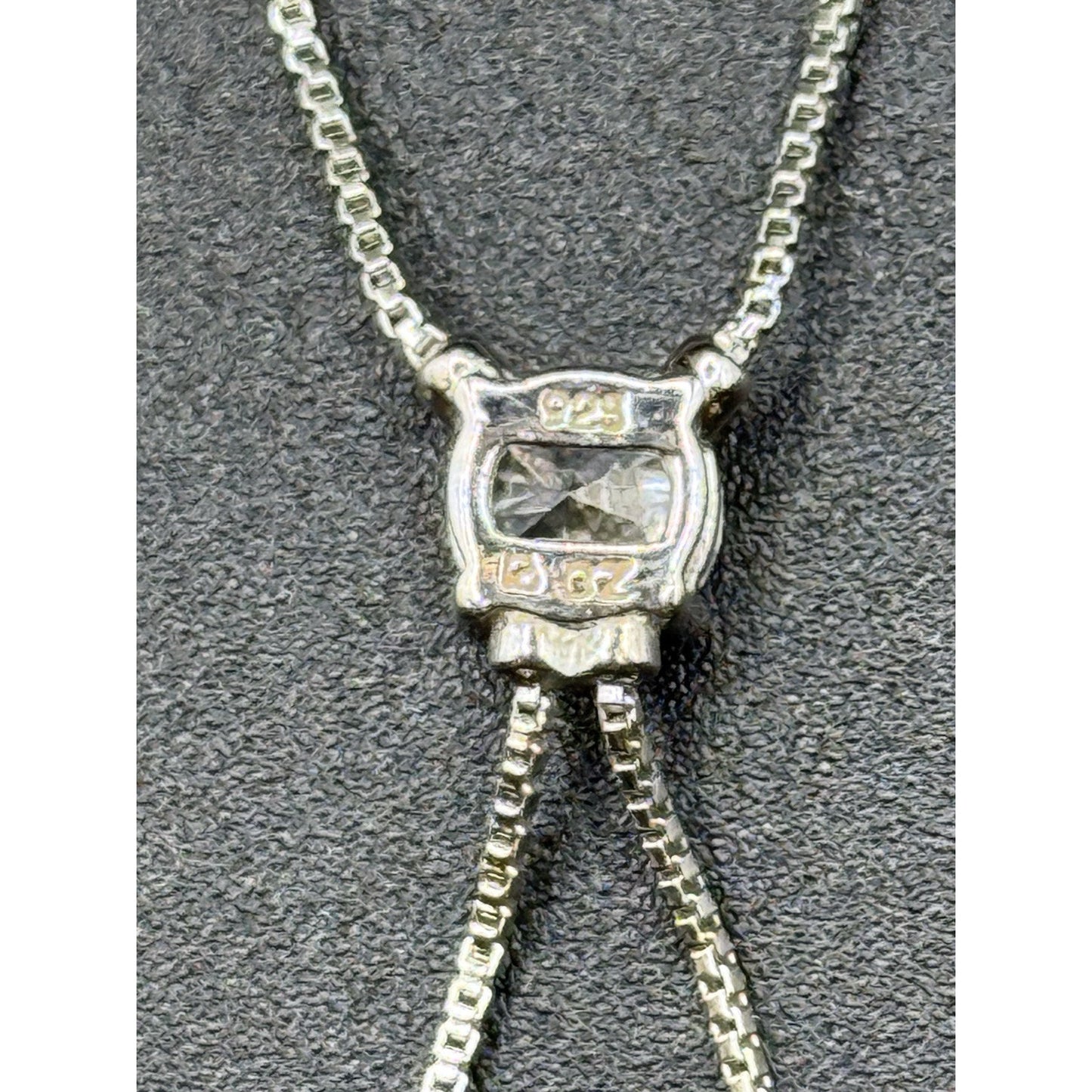 Excellent Used Condition 16” Sterling Silver Cubic Zirconia Lariat Necklace P5