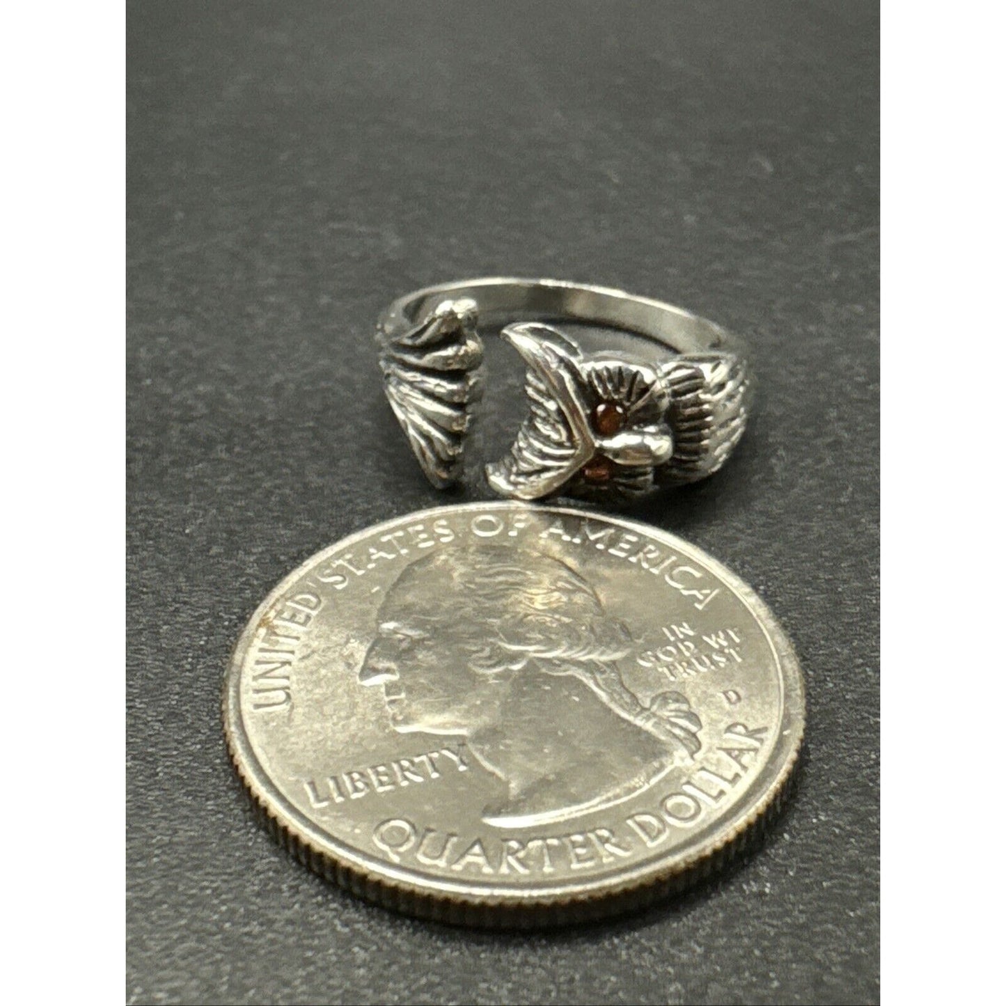 New Condition Sterling Silver Unique Owl Ring 925 Size 7