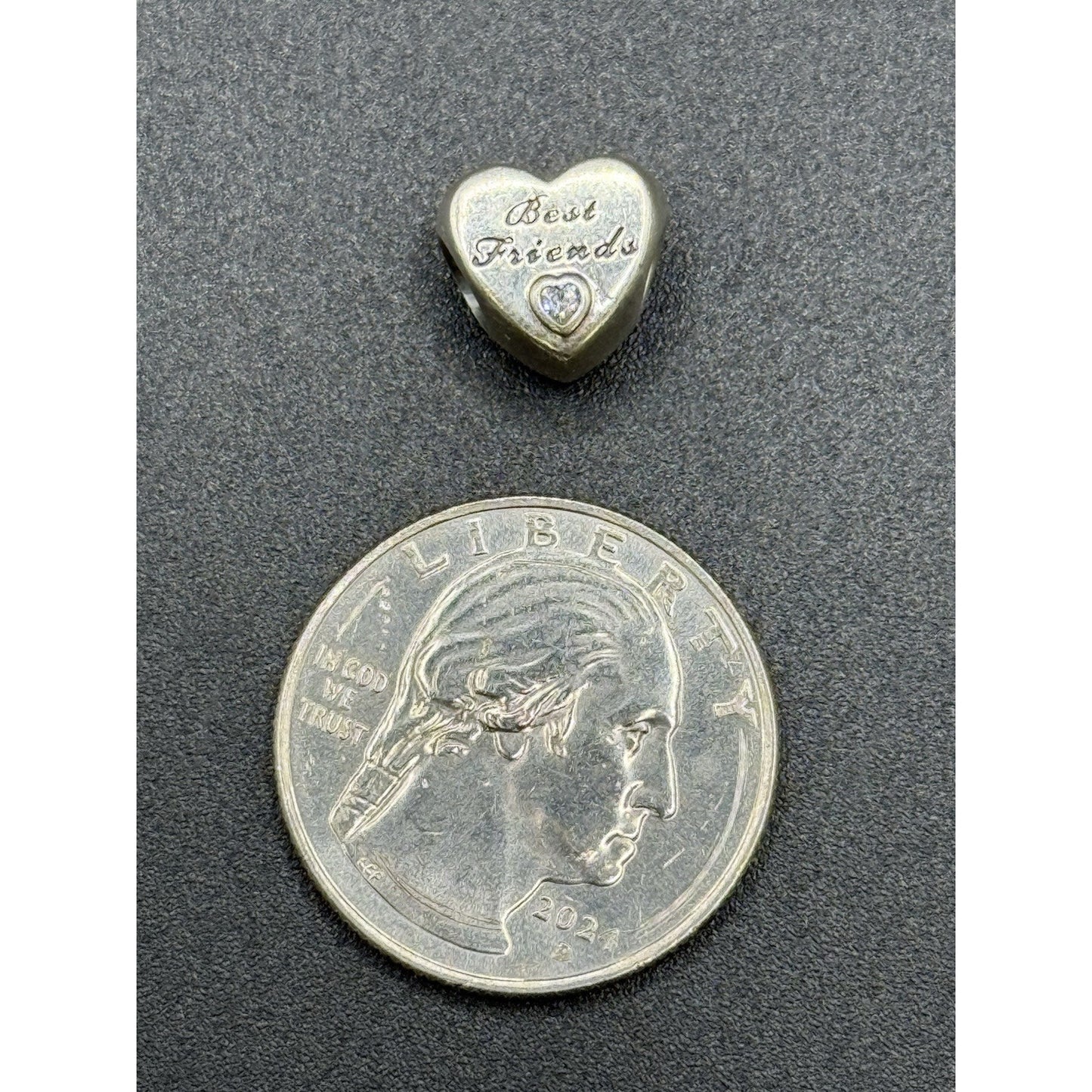 Pandora Sterling Silver Cubic Zirconia Heart “Best Friends” Charm ALE P10