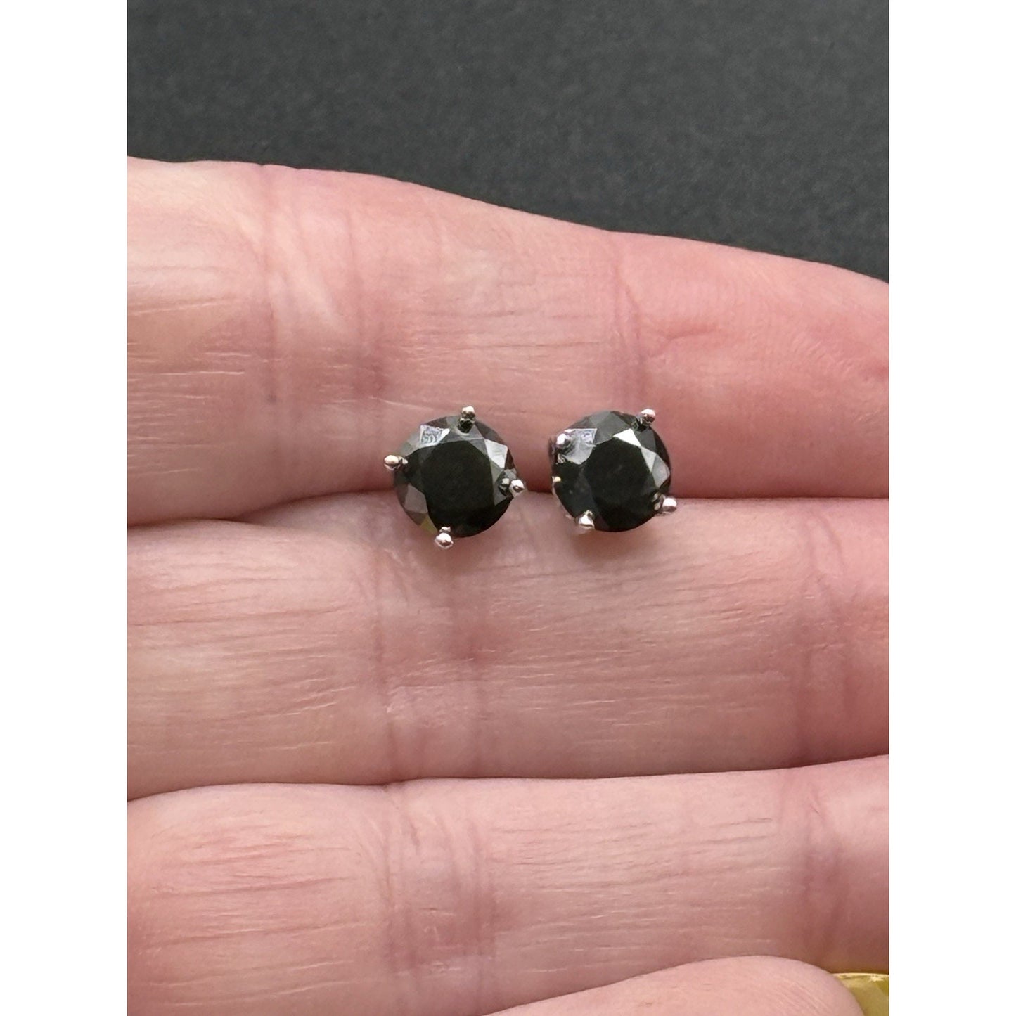 New Condition Sterling Silver 2 ctw Black Moissanite Stud Earrings GRA 925
