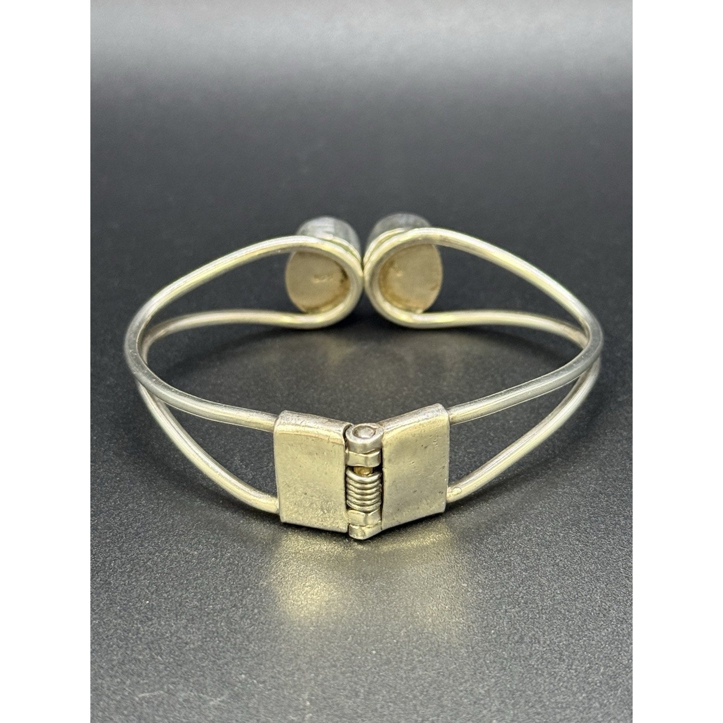 MCM Vintage Sterling Silver Moonstone Hinged Bracelet 37 Grams 925 P10