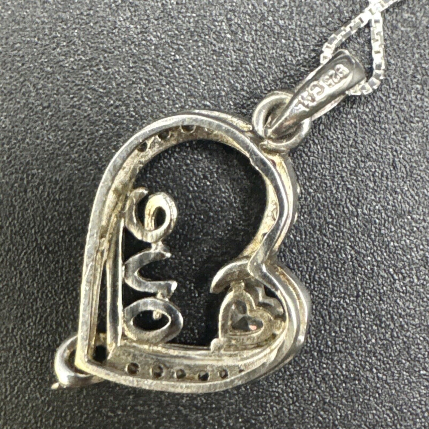 18” Sterling Silver CZ Heart Love Pendant Necklace 925 N1