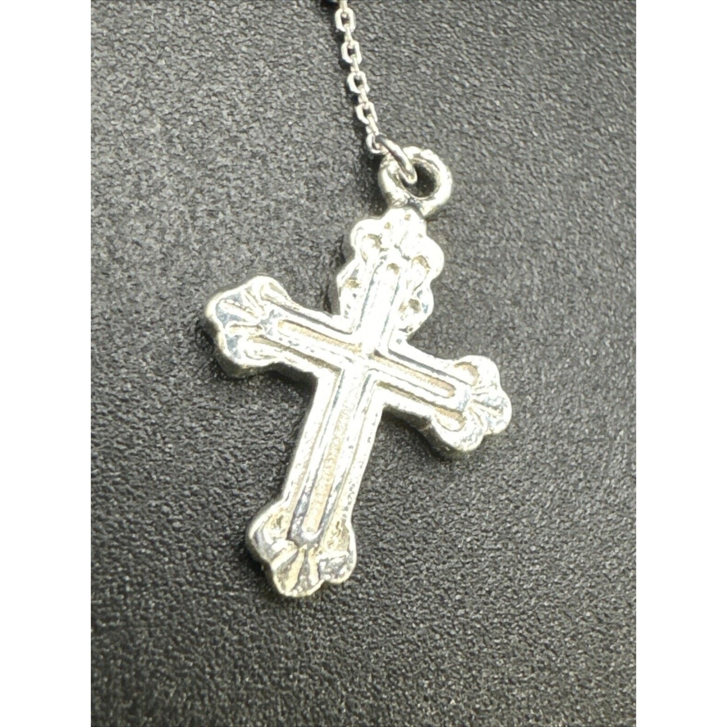 18” New Condition Sterling Silver Rosary Necklace 925