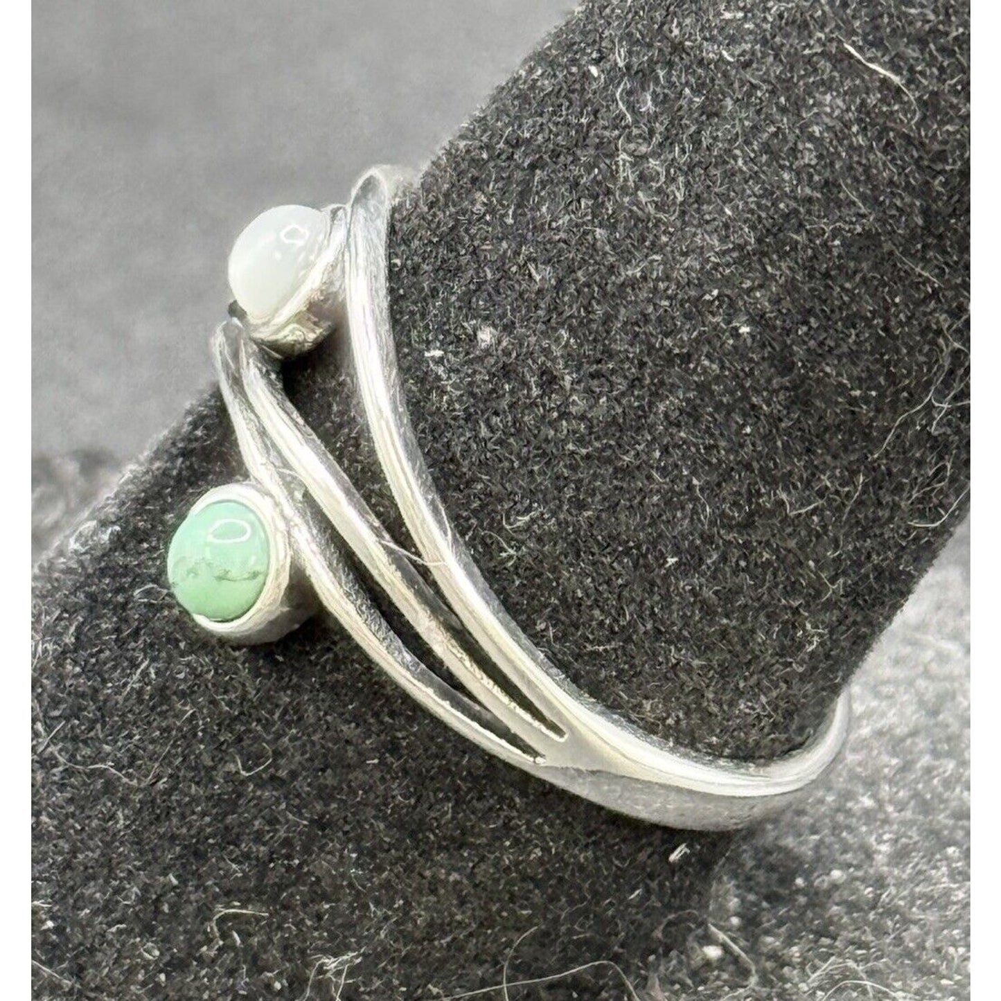 New Condition Sterling Silver Multi Gemstone Ring Size 6.75 Turquoise Onyx