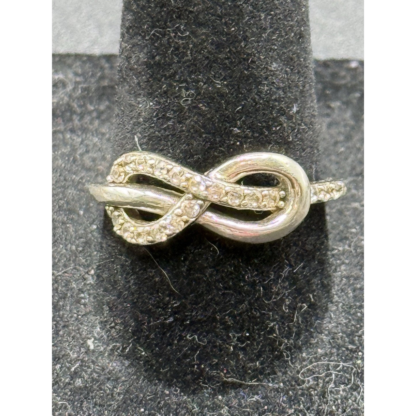 Vintage Sterling Silver Cubic Zirconia Infinity Ring Size 7.75 P6