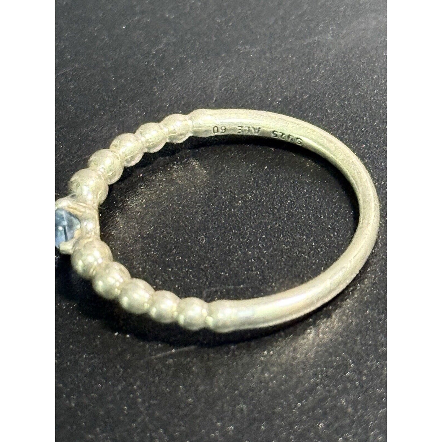 Pandora Sterling Silver Blue Topaz December Ring Size 9.00 M28
