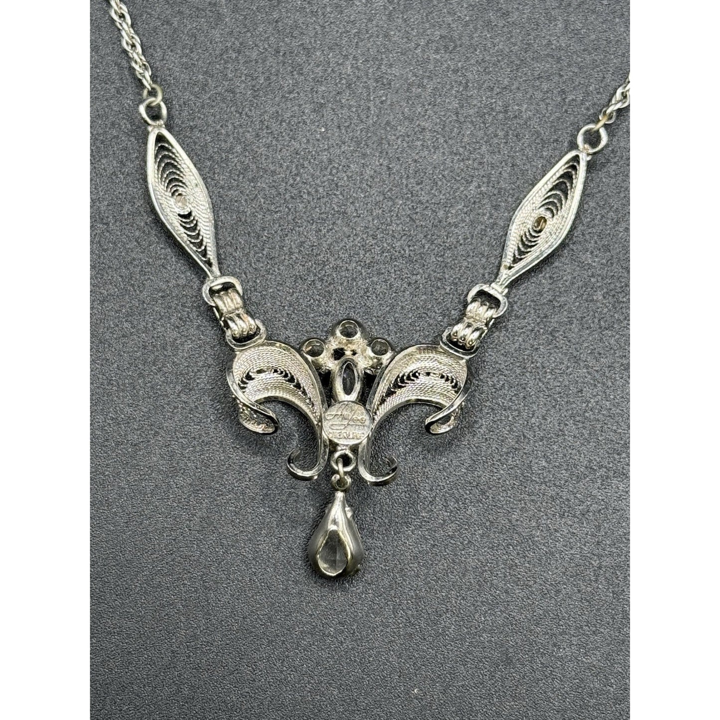 16” Sterling Silver Ann Lee Rhinestone Necklace 925 8 Grams P3