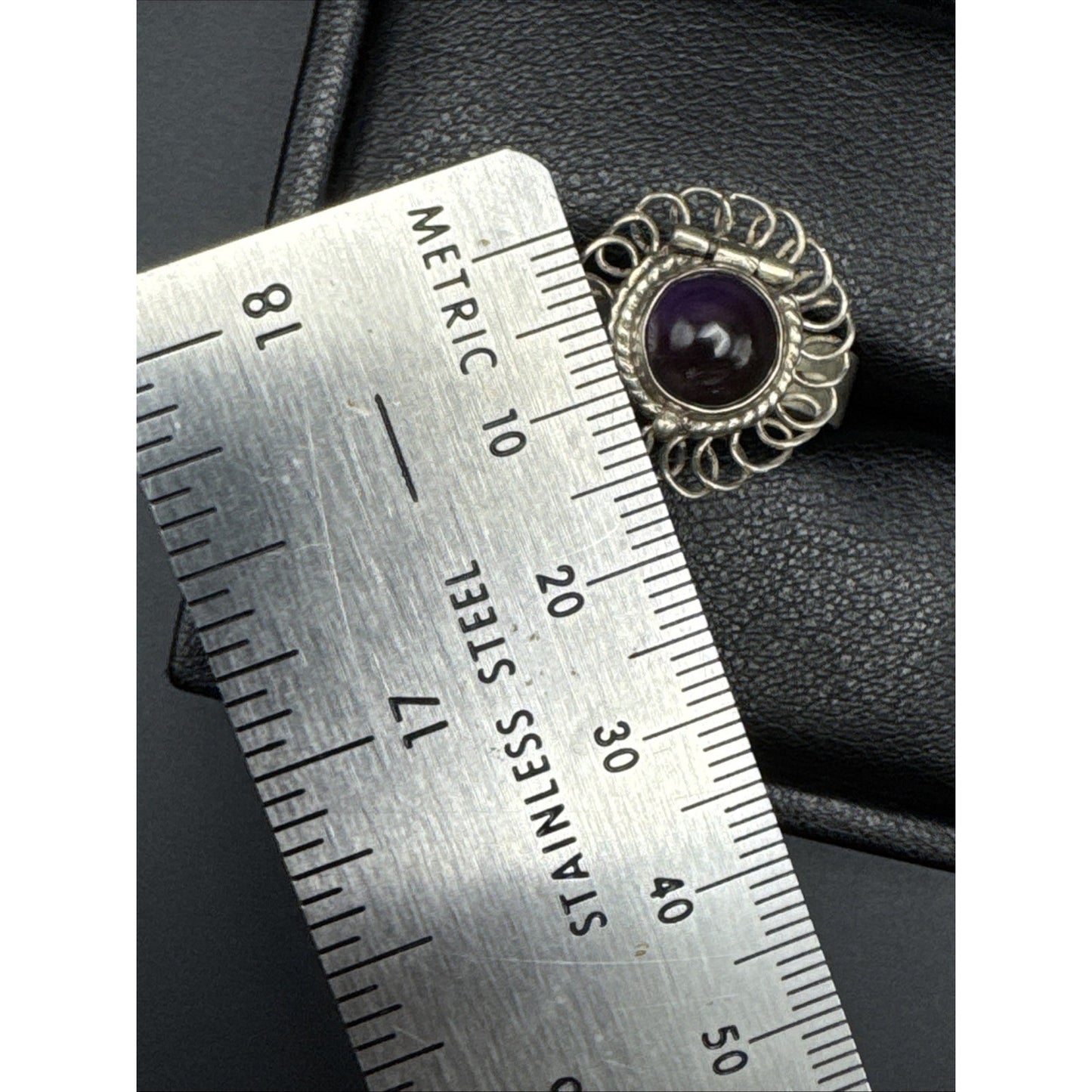 Taxco Sterling Silver Amethyst Poison Ring Size 7 Adjustable U13