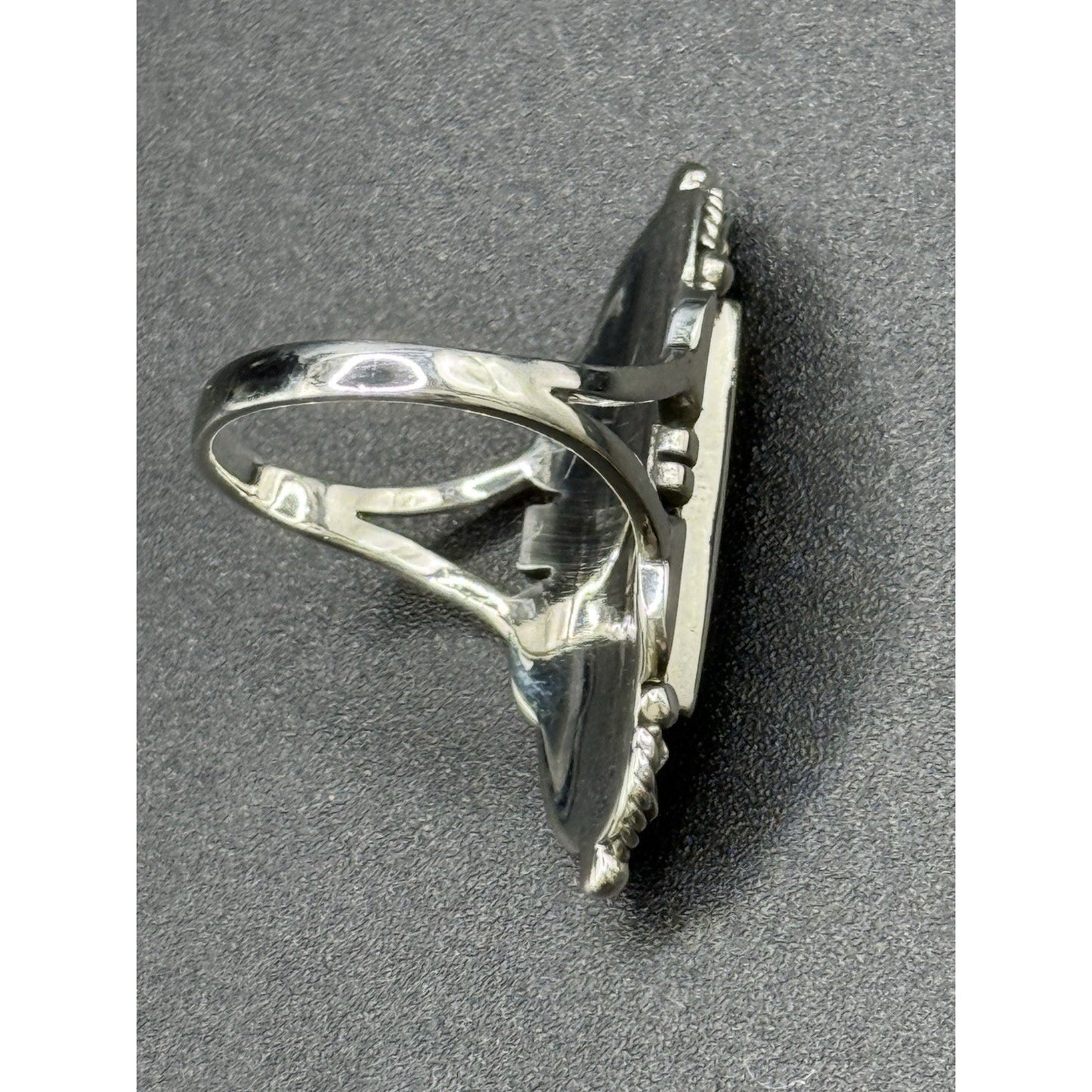 New Condition Sterling Silver Turquoise Art Deco Long Ring Size 8 925