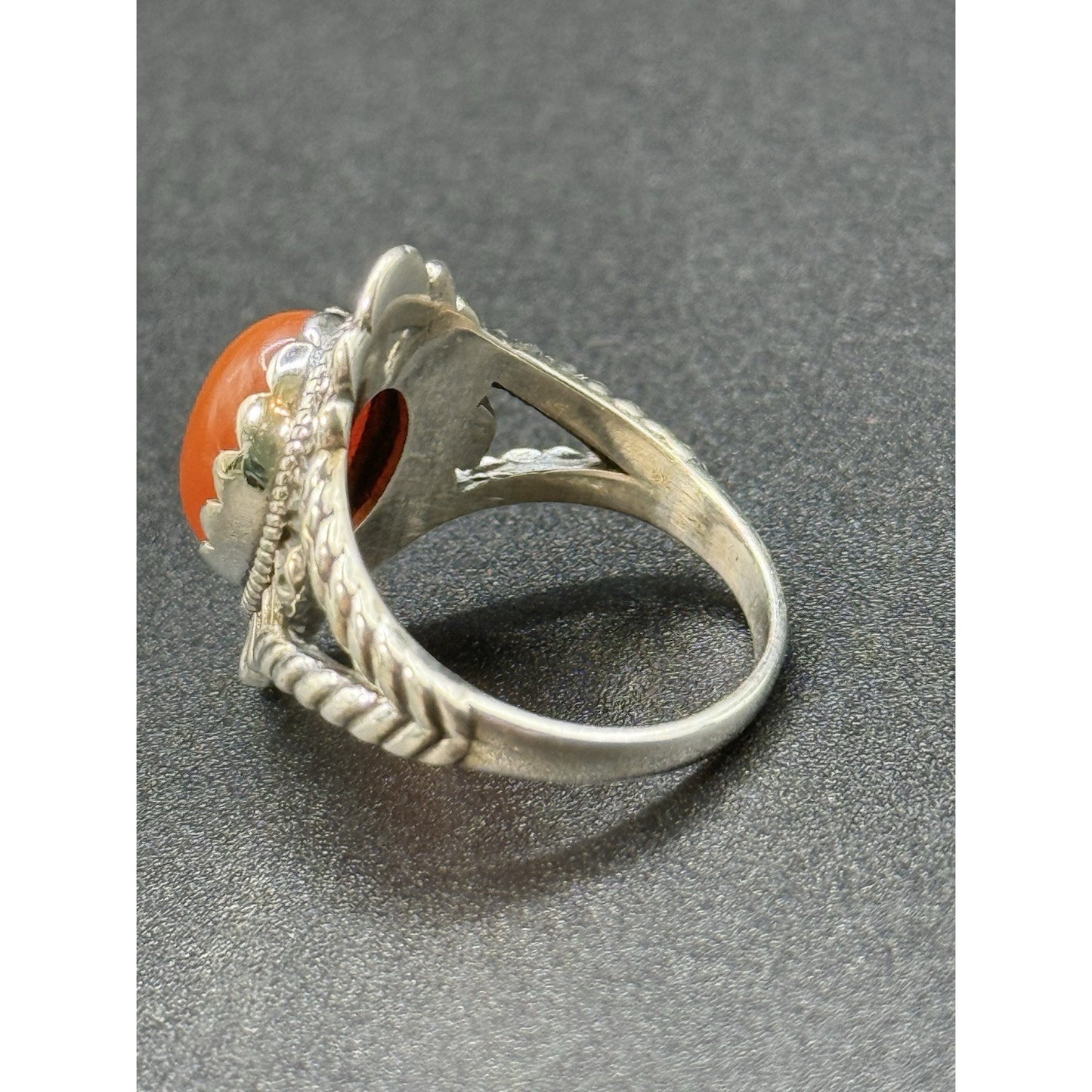 New Condition Sterling Silver Carnelian Ring Size 7.00 925