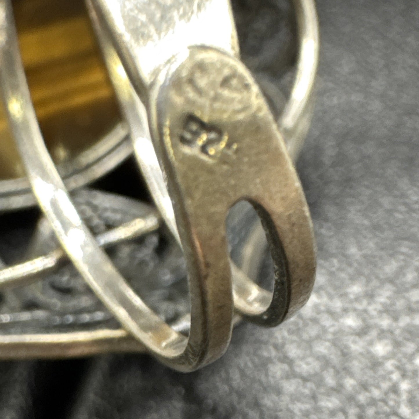 Sterling Silver Tigers Eye Openwork Filigree Dome Ring 925 Size Adjustable Q23