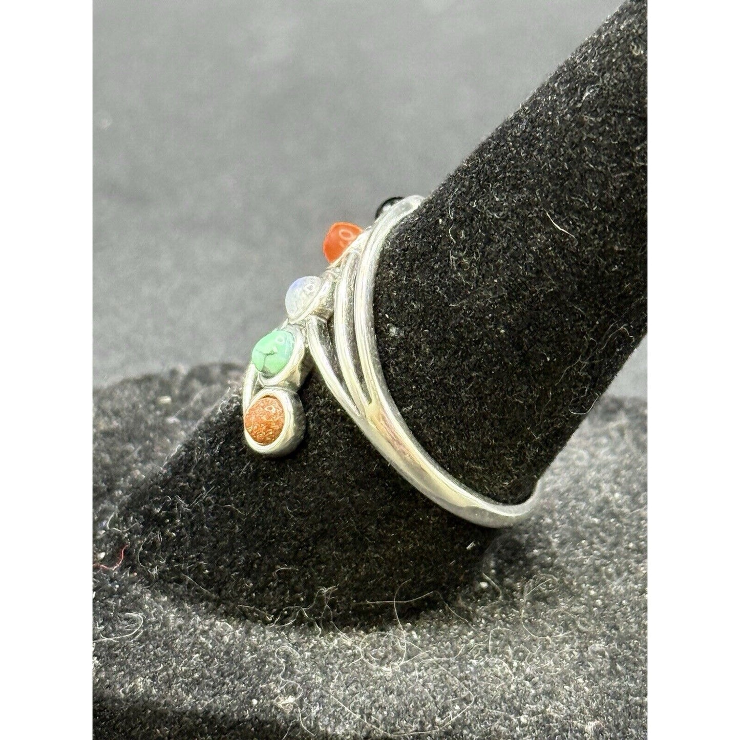 New Condition Sterling Silver Multi Gemstone Ring Size 7.00 Turquoise