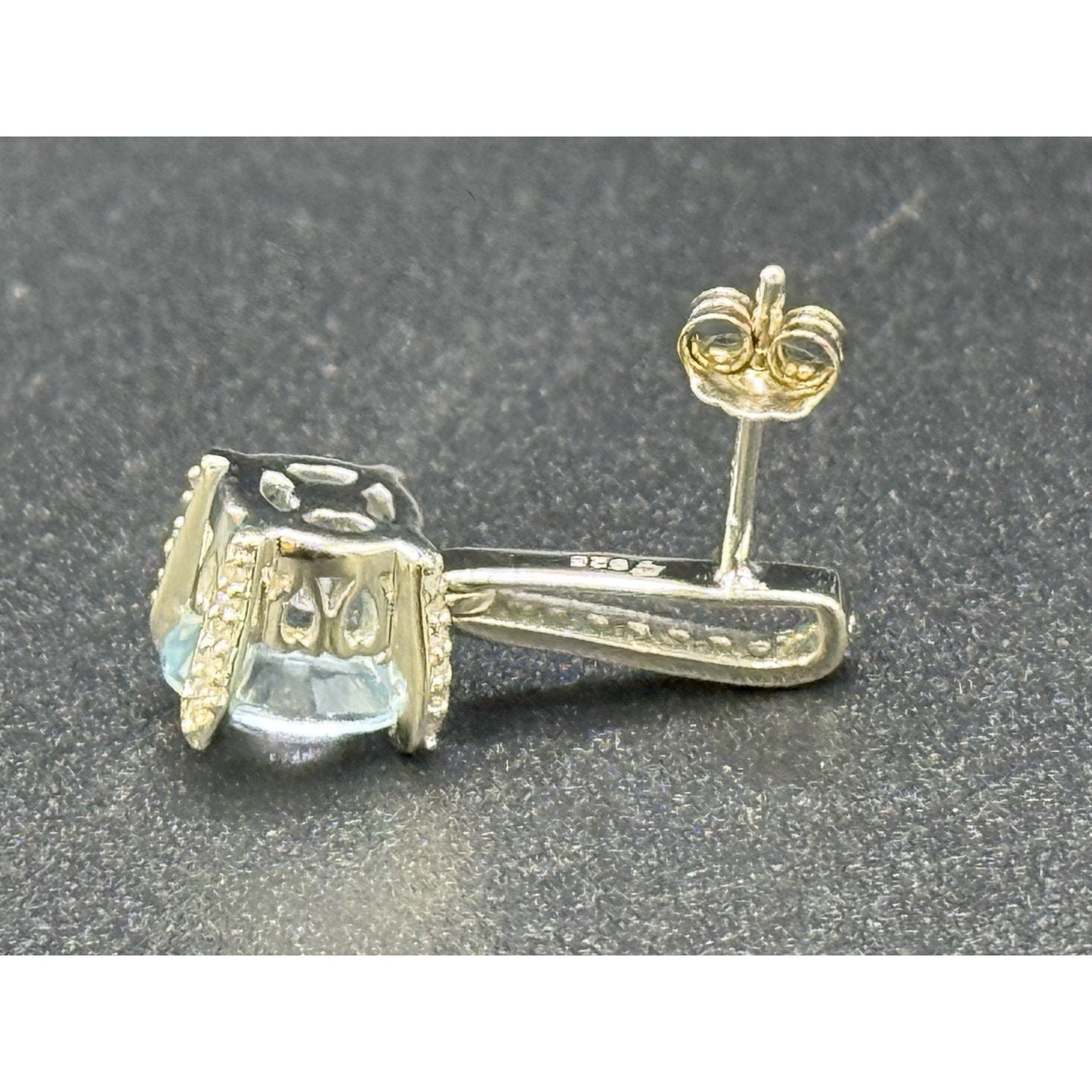 JTV NOS Sterling Silver Genuine Blue Topaz Diamond Dangle Earrings N17