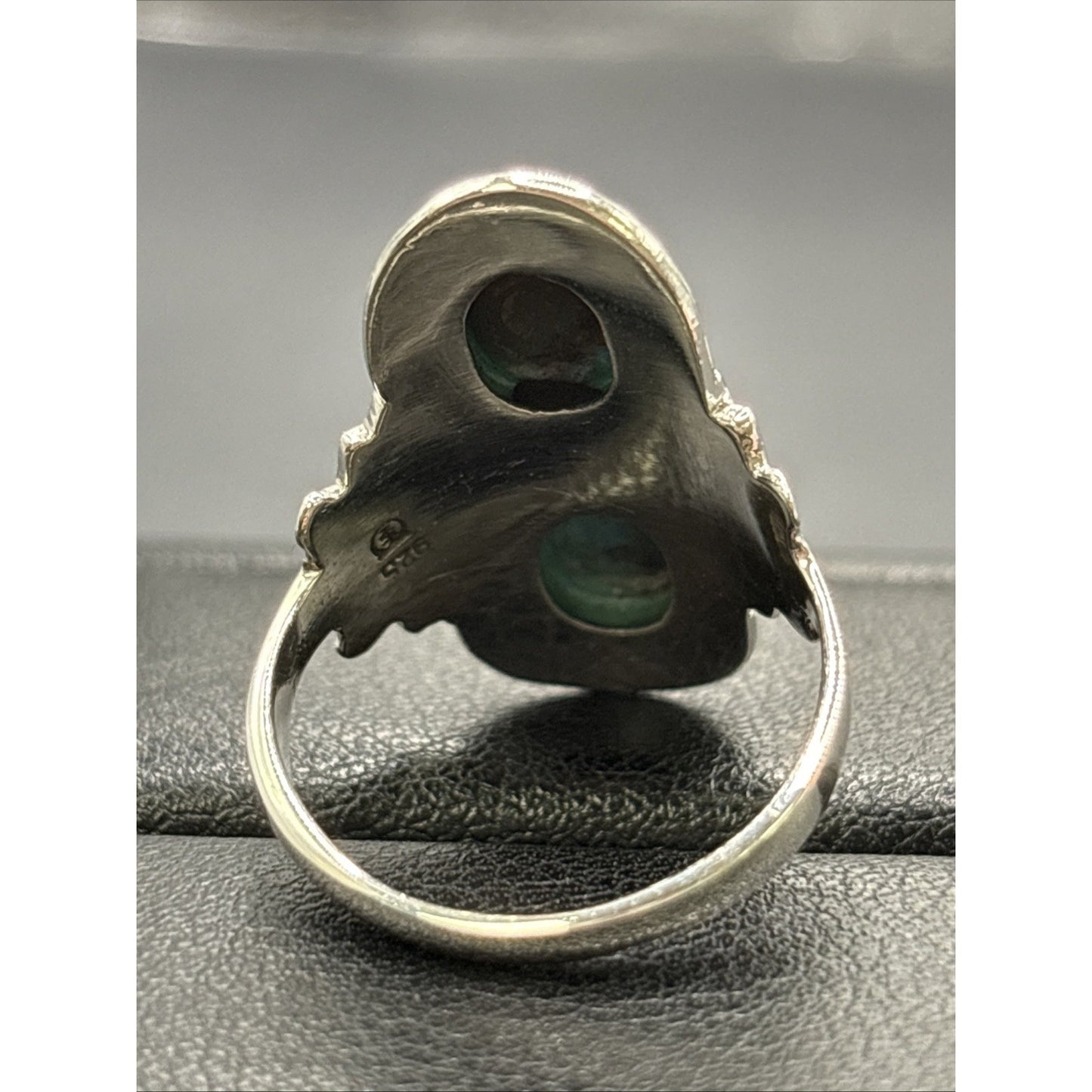 New Condition Sterling Silver Double Turquoise Ring size 10 925