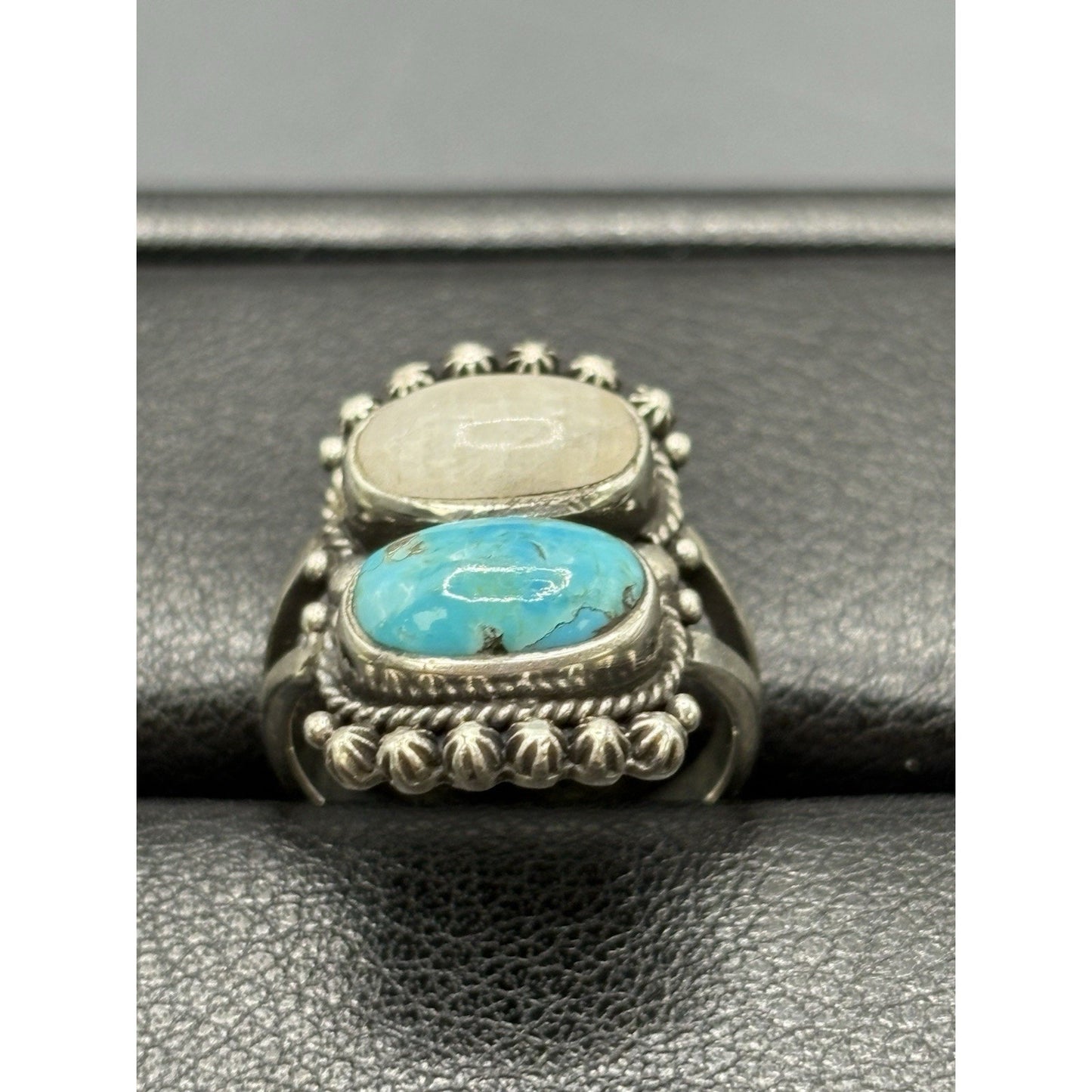 New Condition Sterling Silver Moonstone Turquoise Ring Size 5
