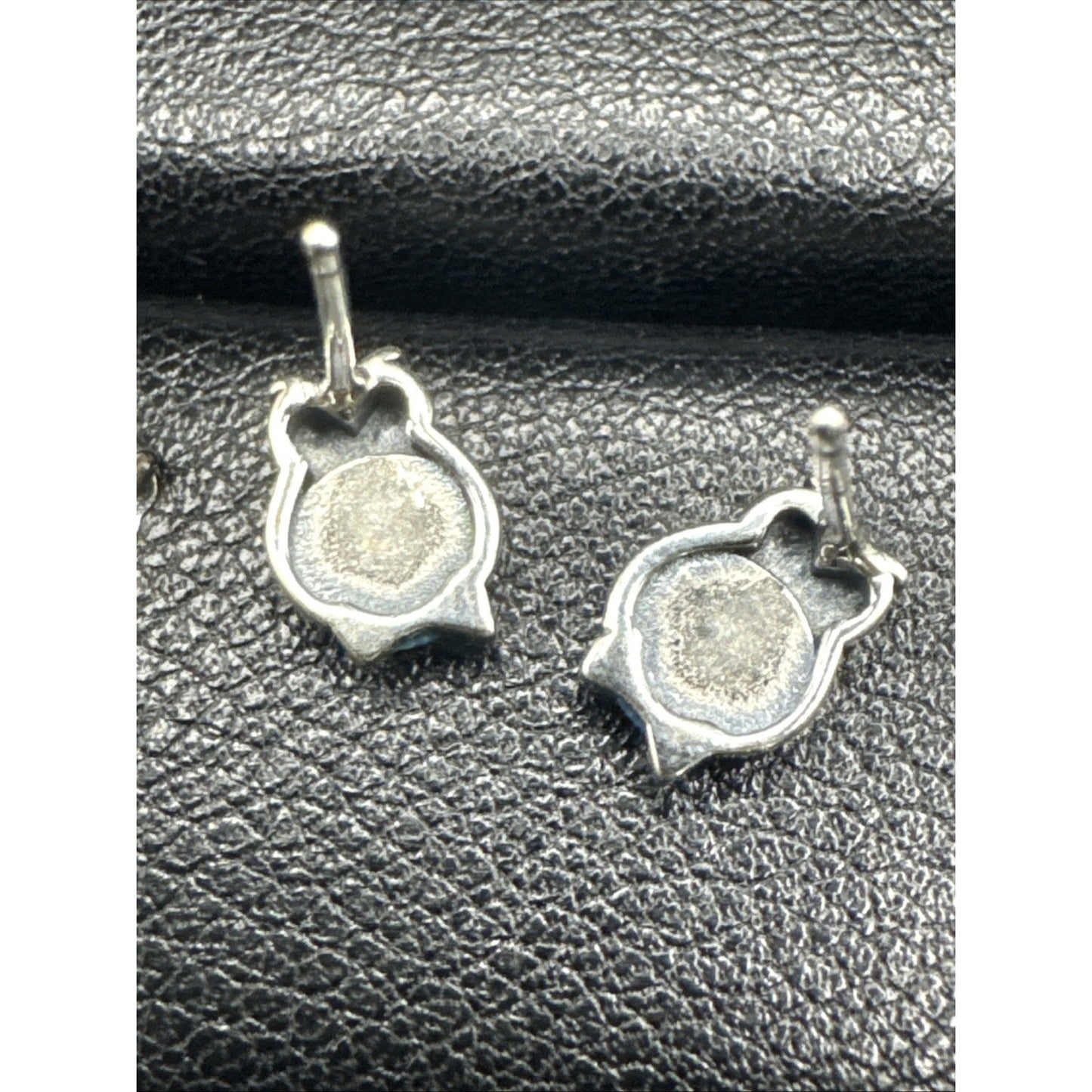 New Condition Sterling Silver Lab Blue Opal Owl Drop Stud Earrings 925
