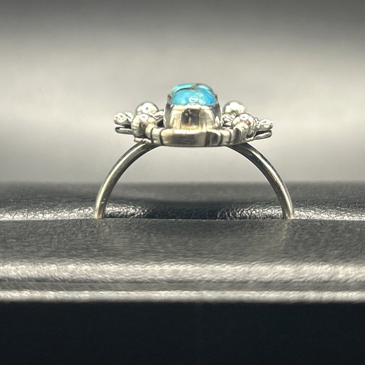 New Condition Sterling Silver Double Copper Turquoise Ring Size 10.00