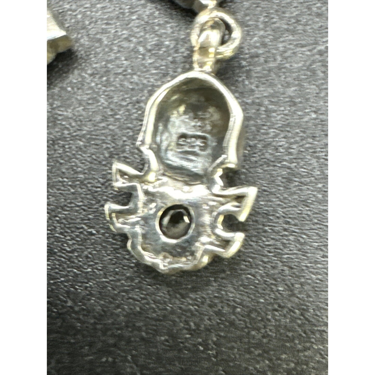 New Condition Sterling Silver Skull Earrings Black CZ Goth